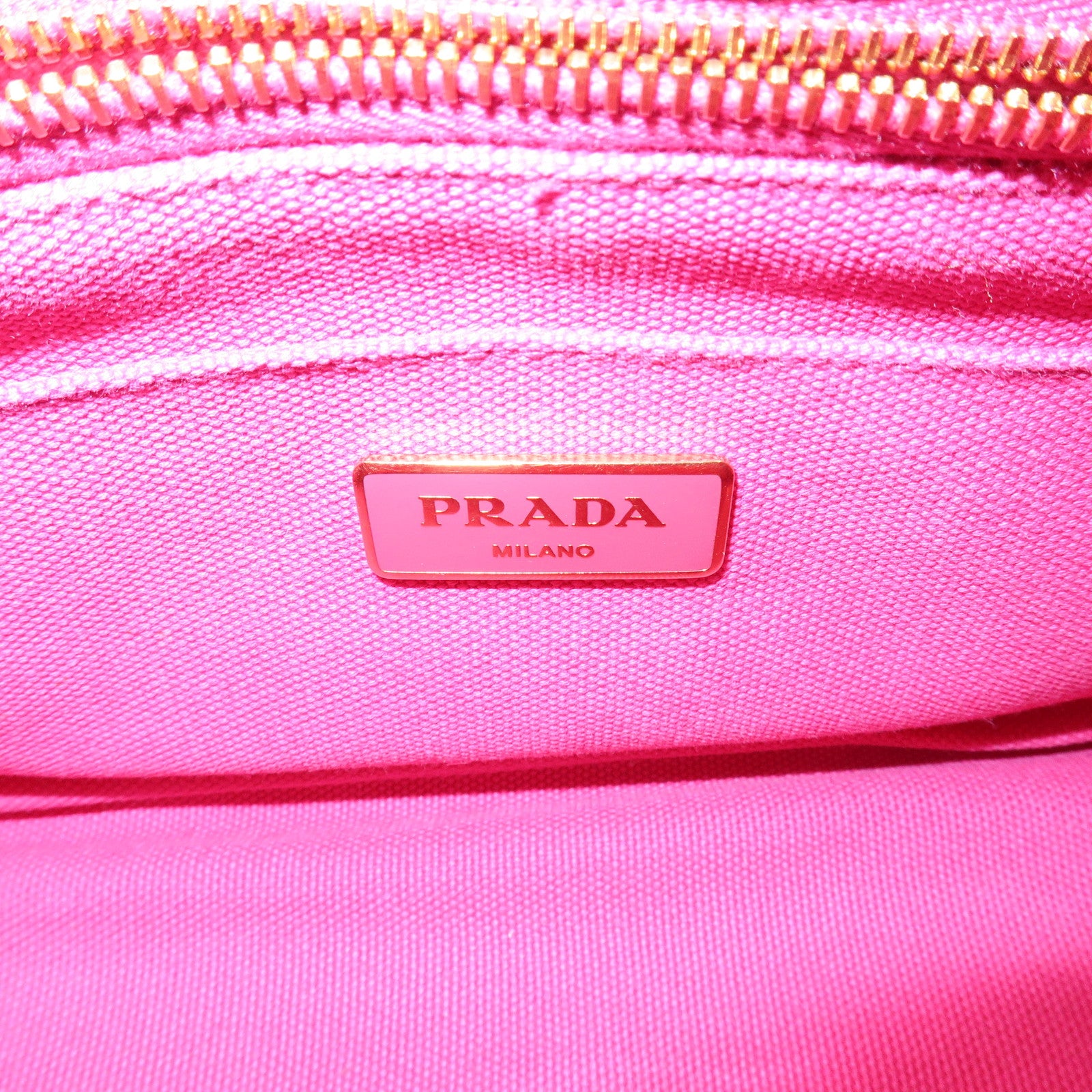 PRADA Triangle Logo Canapa Mini Canvas Tote Hand Bag Pink BN2439