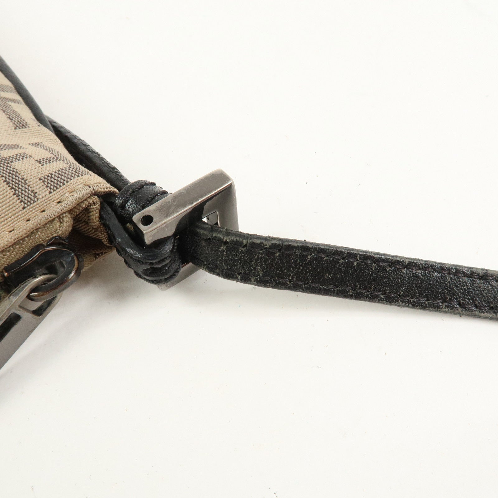 FENDI Zucchino Canvas Leather Shoulder Bag Crossbody Bag 8BT047