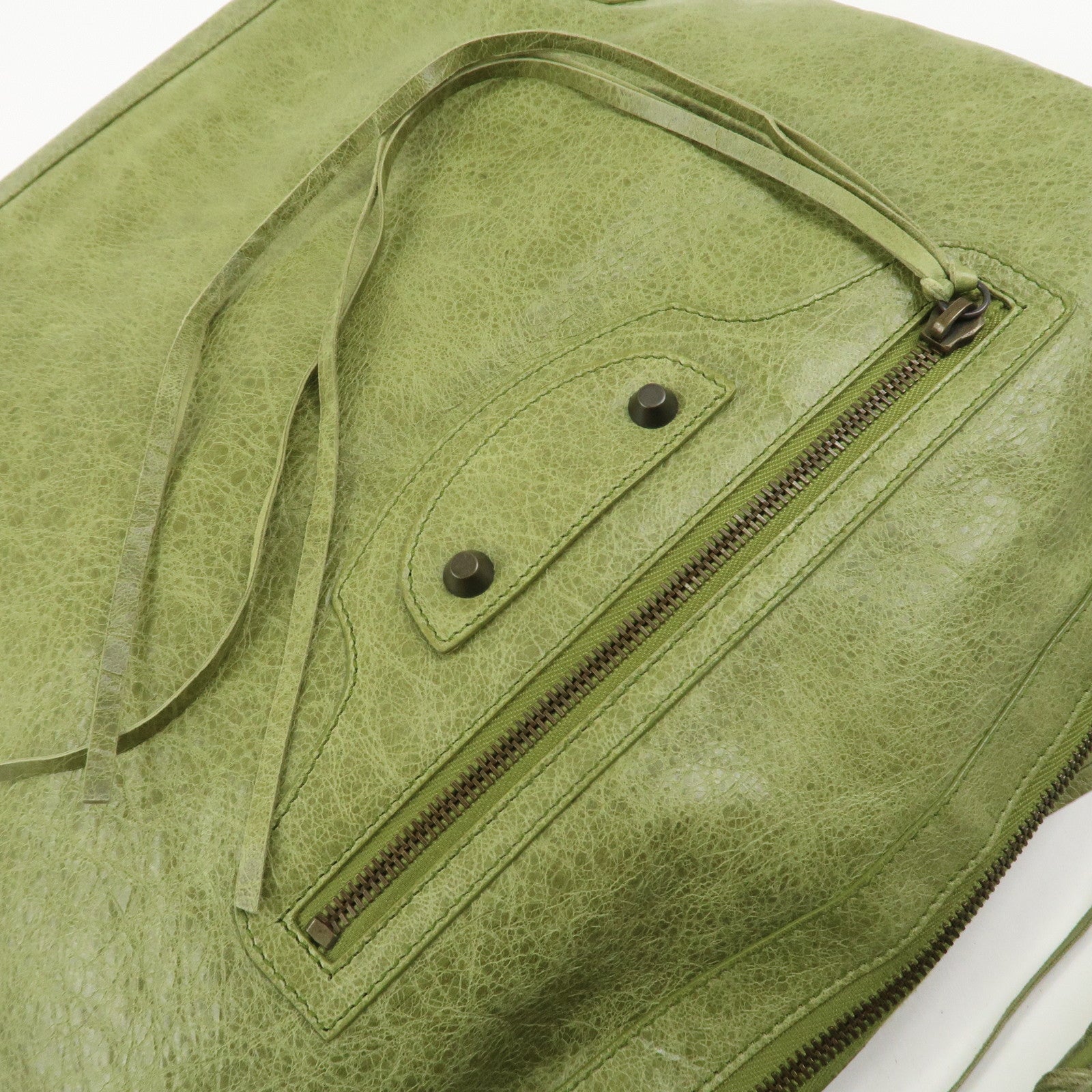 BALENCIAGA Leather The Day Shoulder Bag Green 140442