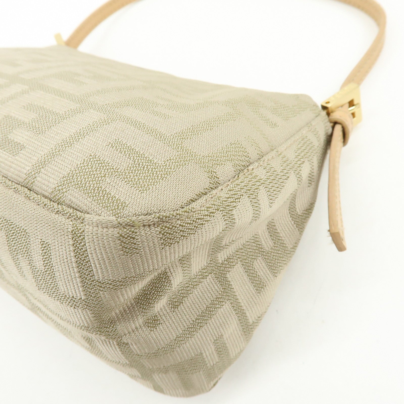 FENDI Zucca Canvas Leather Hand Bag Beige 8BR180