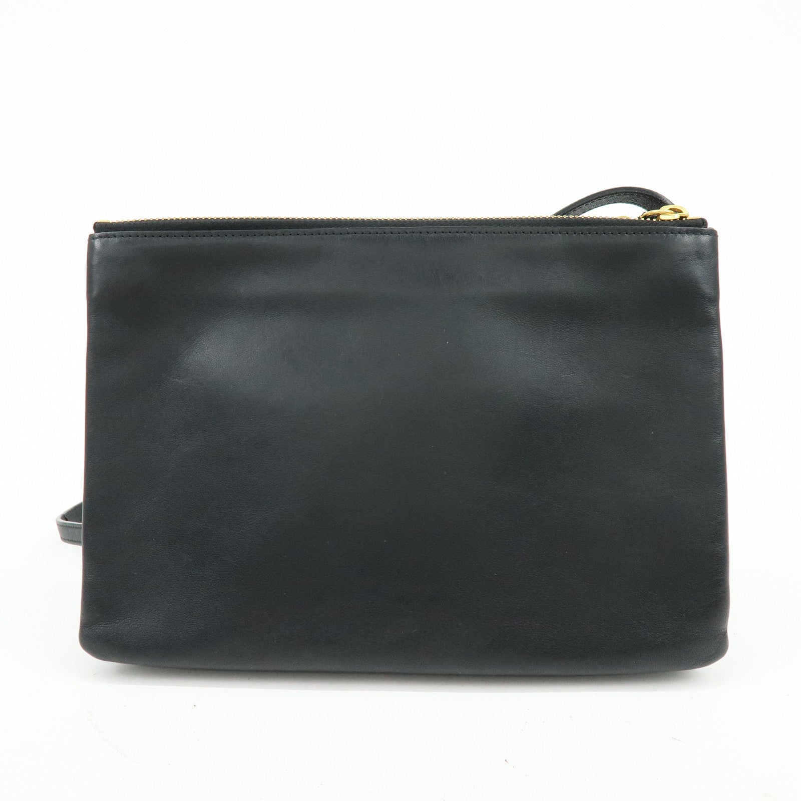 CELINE Trio Leather Shoulder Bag Crossbody Bag Black