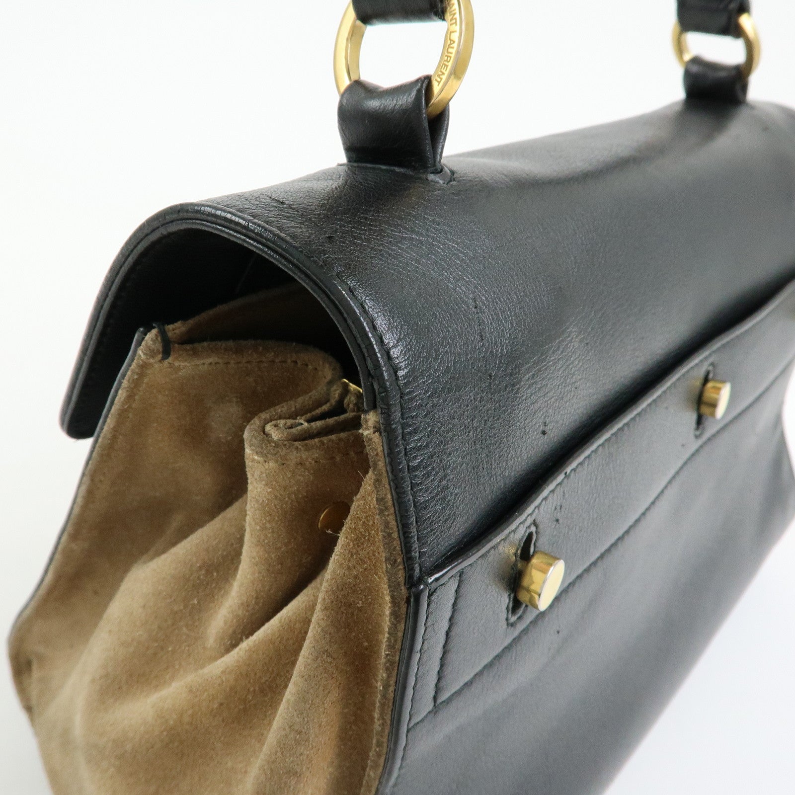 SAINT LAURENT PARIS Muse Two Canvas Leather 2Way Bag Black 313499