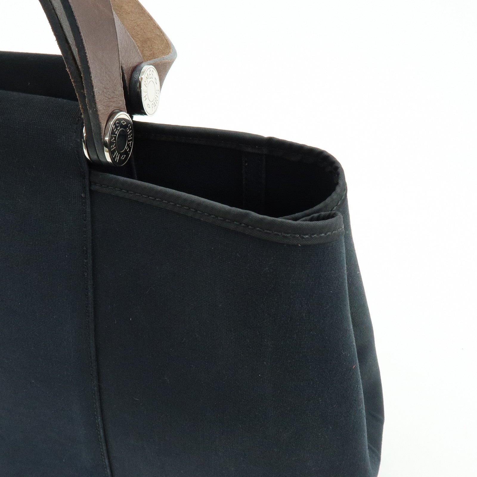 HERMES Cabag Elan PM Toile Officier Leather Tote Bag ▢N Stamped