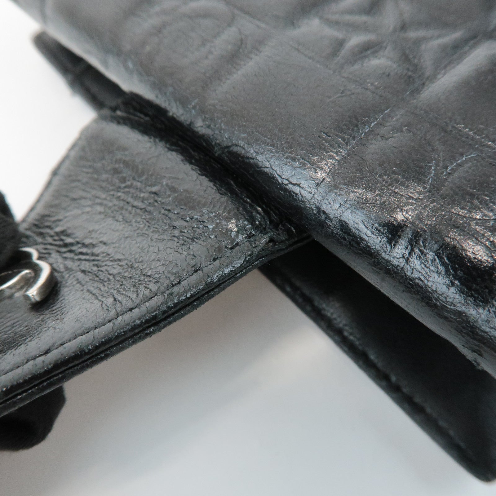 CHANEL COCO Mark Double Hook Compact Wallet Black 9837165 Used