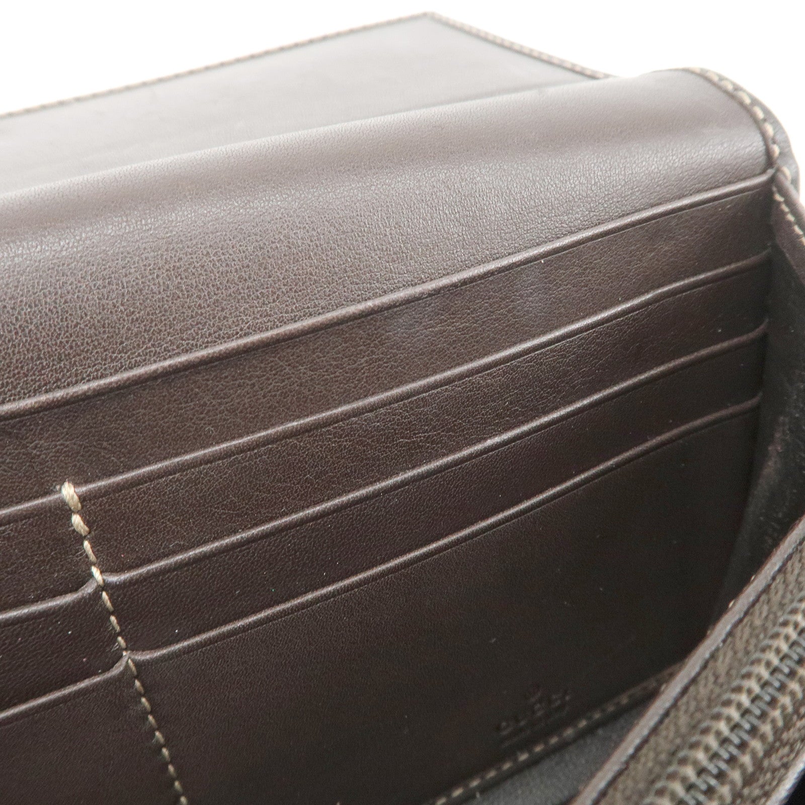 GUCCI Lovely Heart GG Canvas Leather Long Wallet Brown 251861