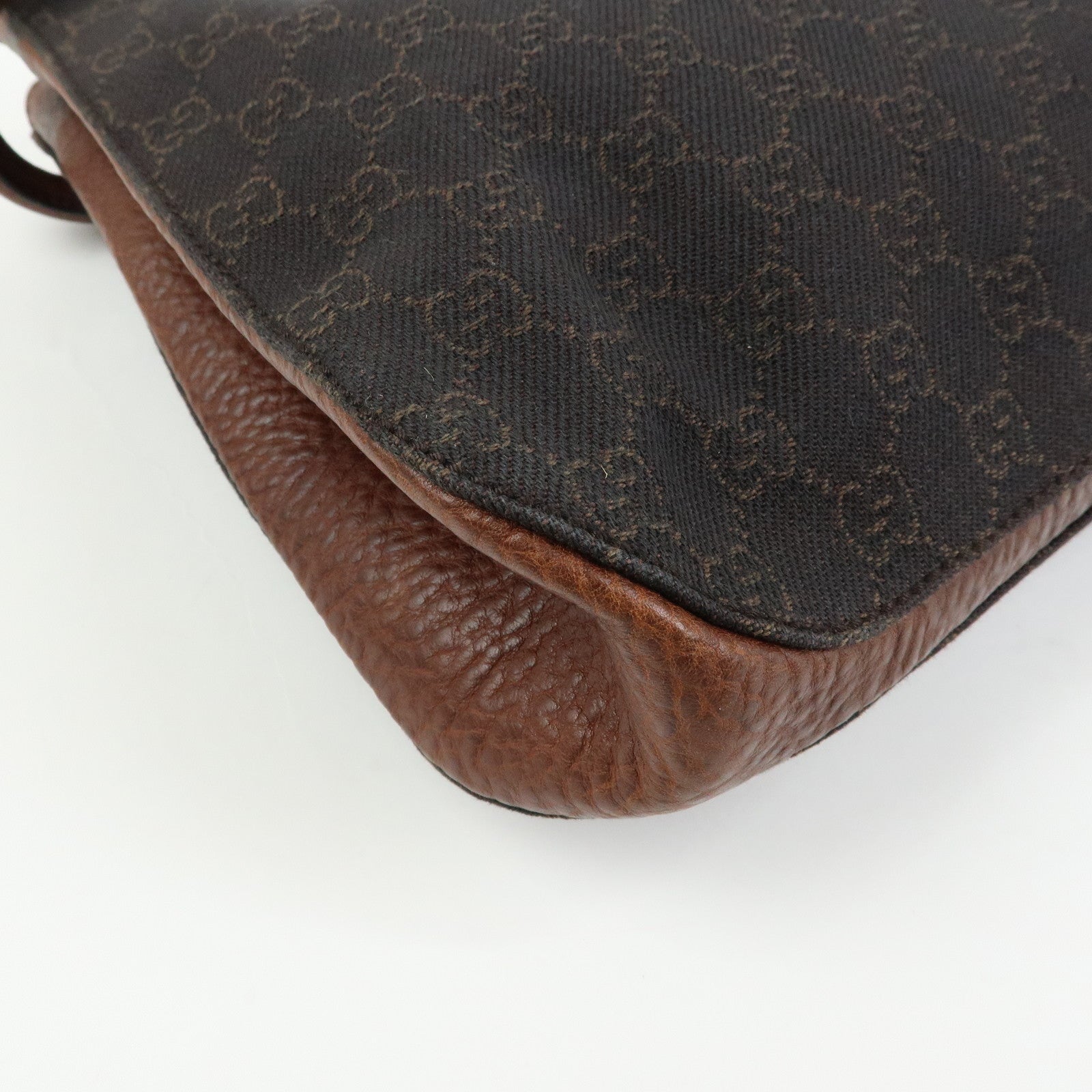 GUCCI Horsebit GG Canvas Leather Tote Bag Hand Bag Brown 101971