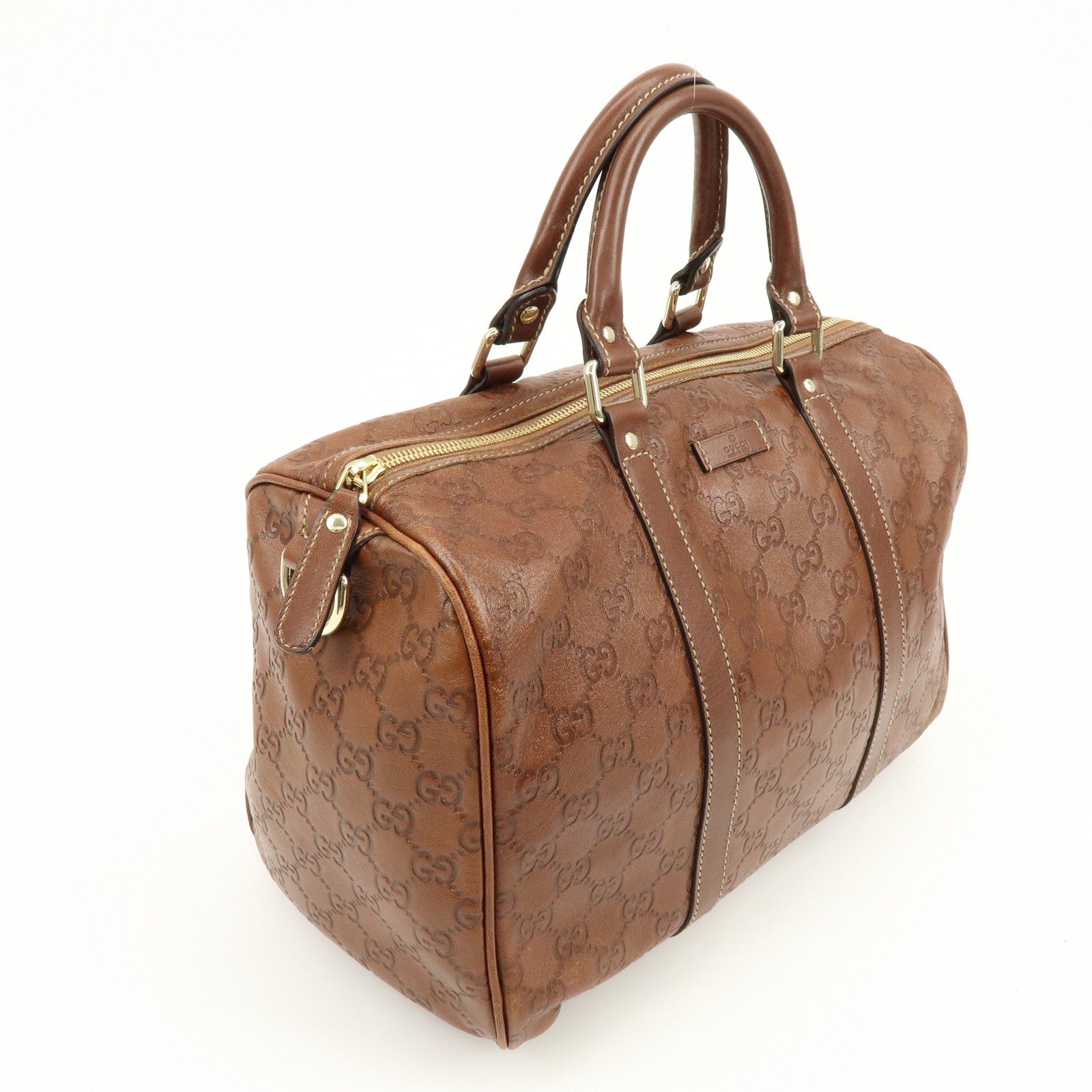GUCCI Guccissima Leather Boston Bag Hand Bag Brown 193603