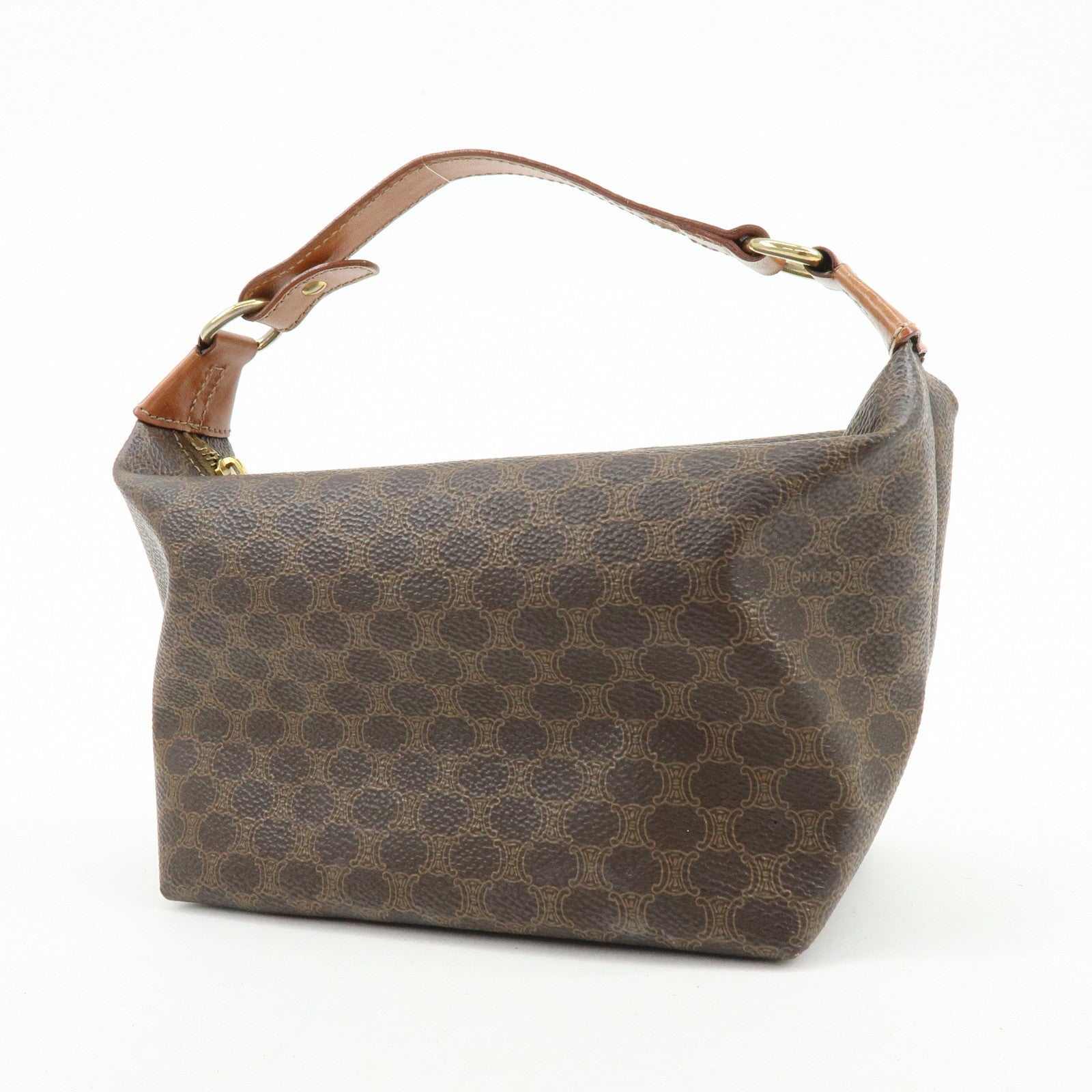 CELINE Macadam PVC Leather Hand Bag Brown