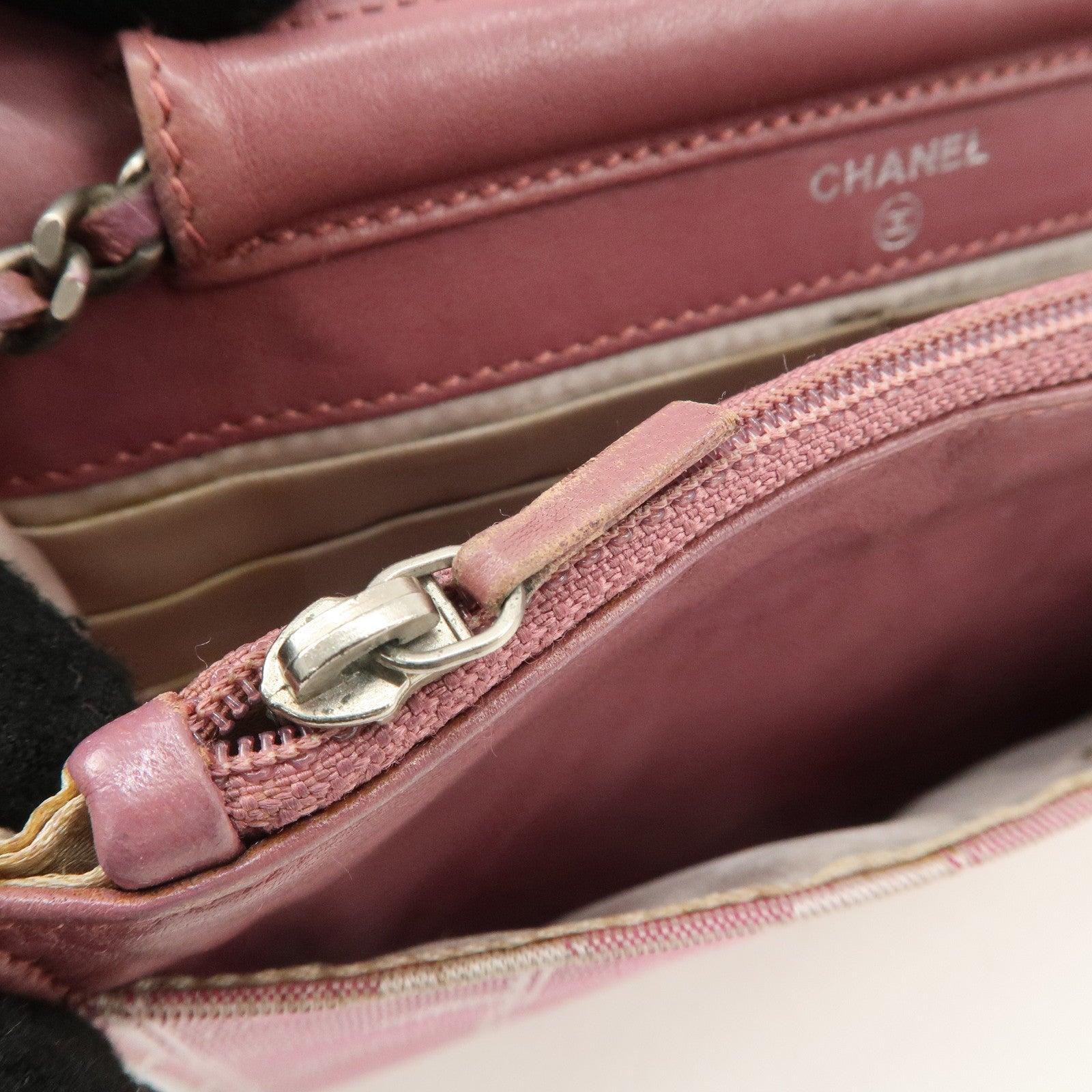 CHANEL New Travel Line Nylon Jacquard Chain Wallet Shoulder Bag 6535288 Used