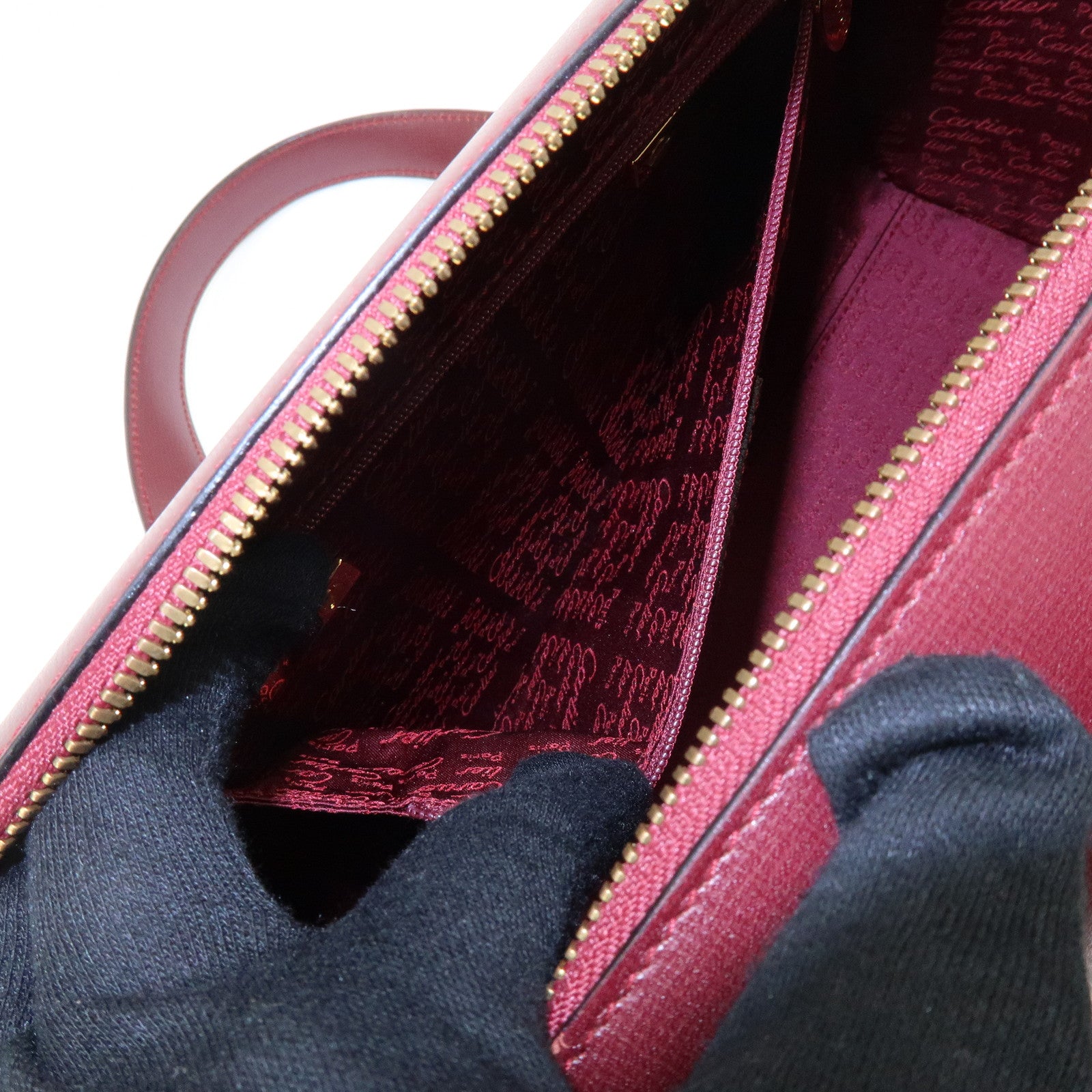 Cartier Must de Cartier Leather Boston Bag Hand Bag Bordeaux
