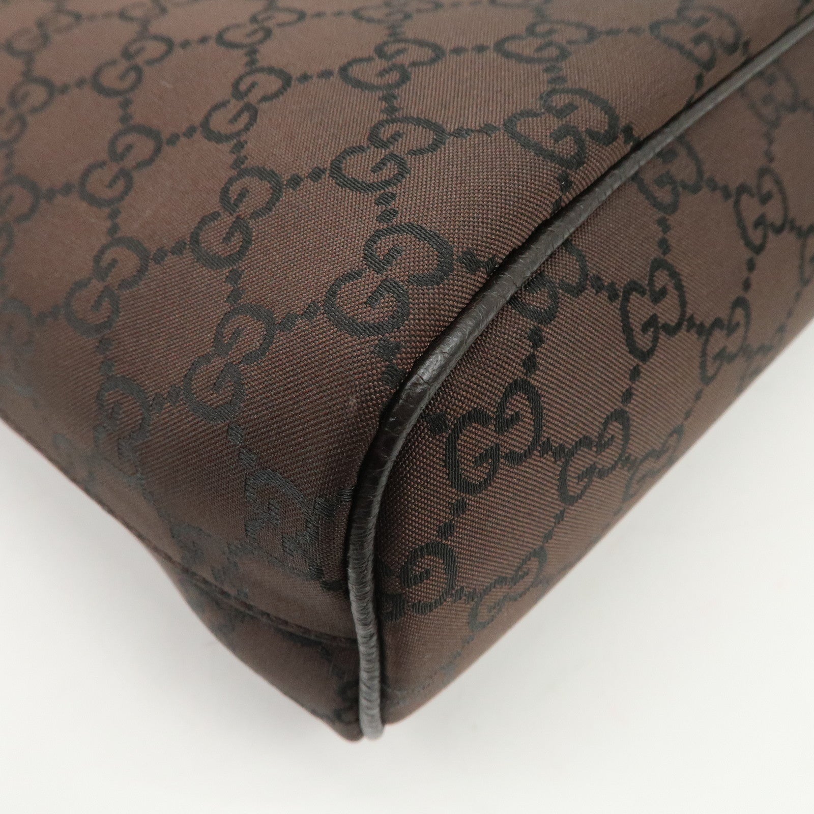 GUCCI GG Nylon Leather Shoulder Bag Hand Bag Brown 179776