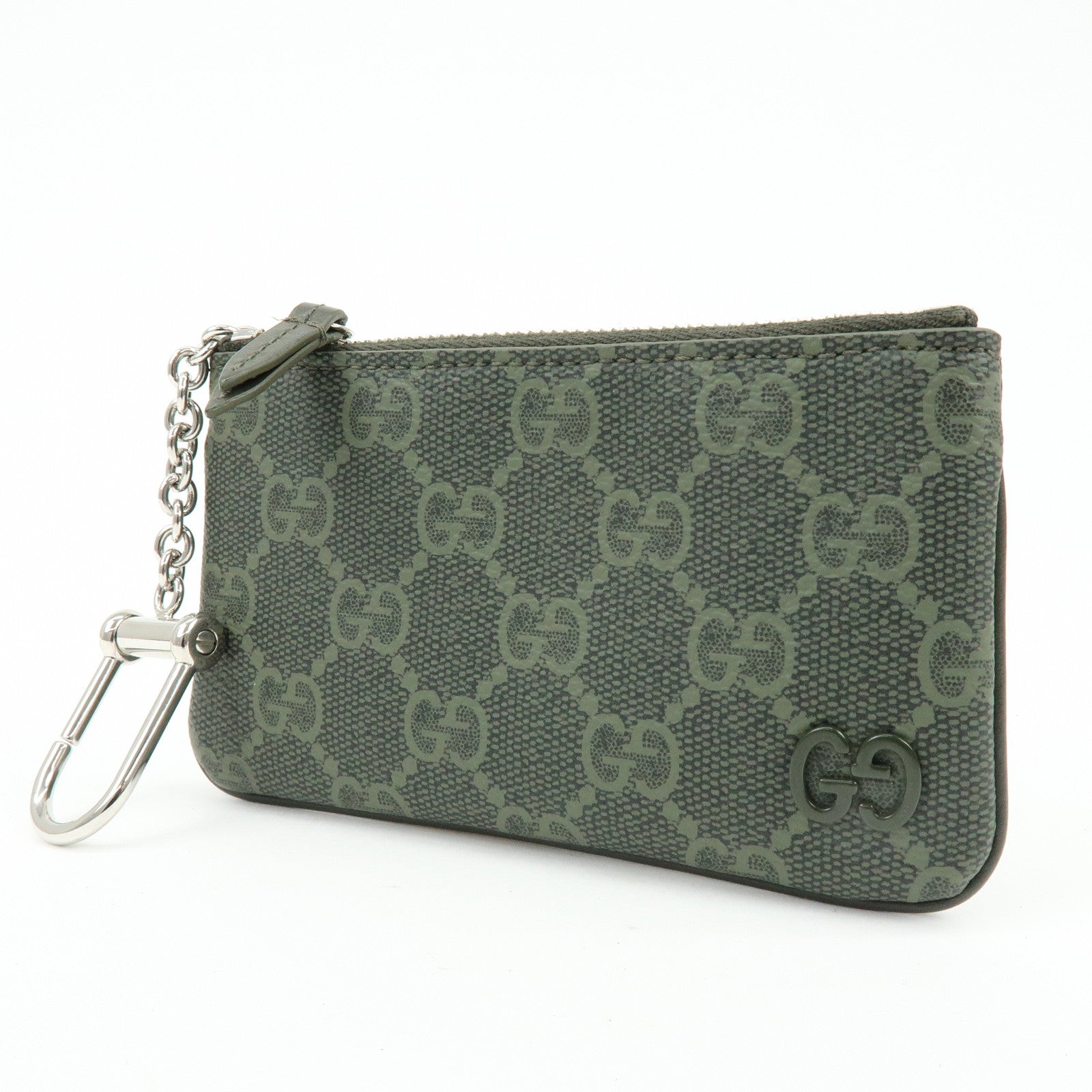 GUCCI Trim GG Supreme PVC Coin Case Card Case Khaki