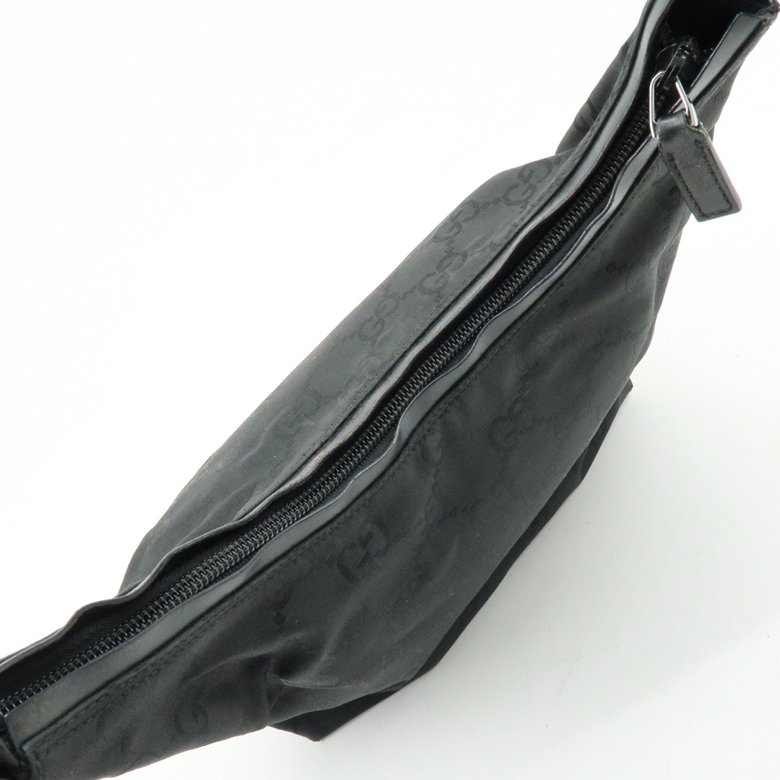 GUCCI Logo GG Nylon Leather Shoulder Bag Hand Bag Black 28335