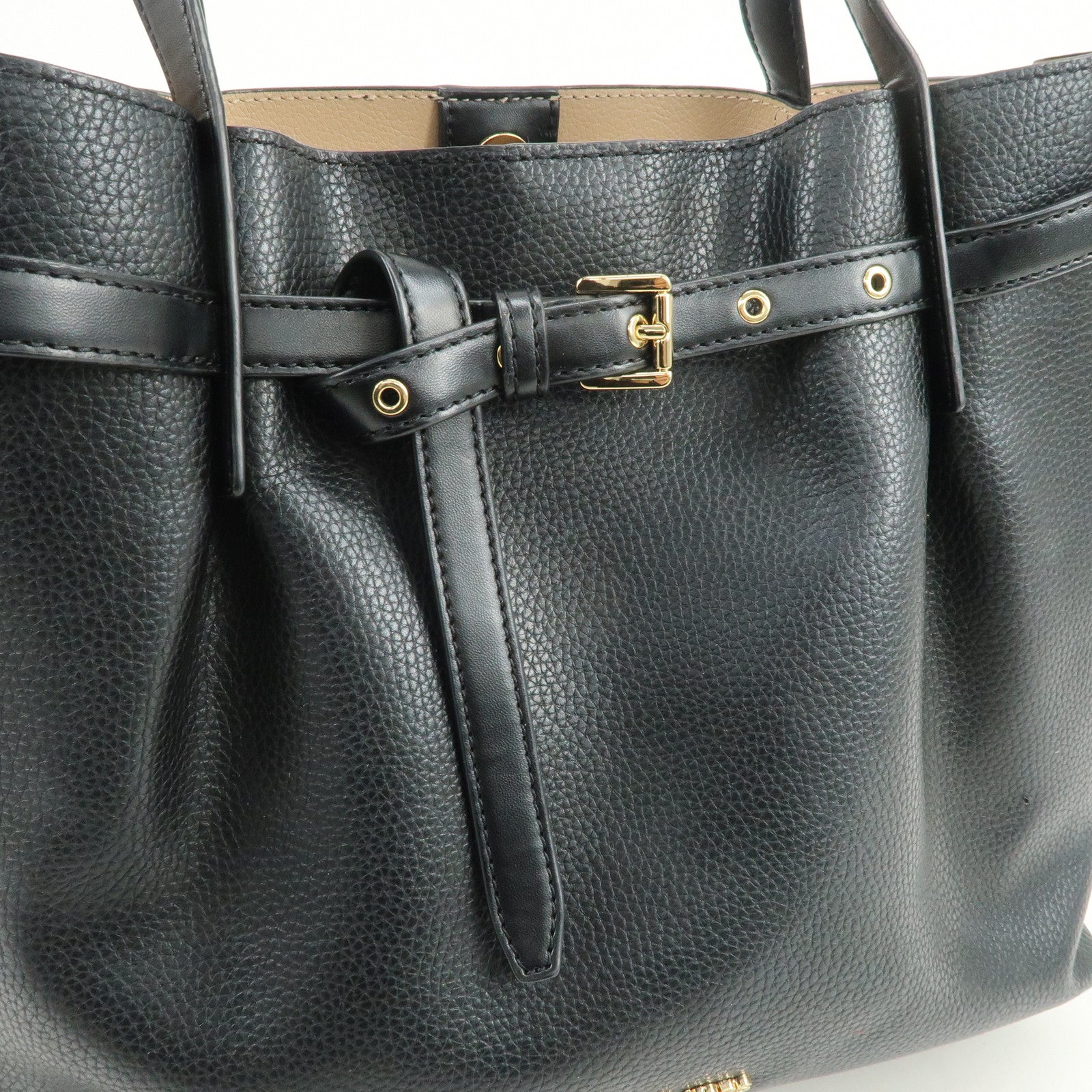 MICHAEL KORS Logo Leather Shoulder Bag Hand Bag Black