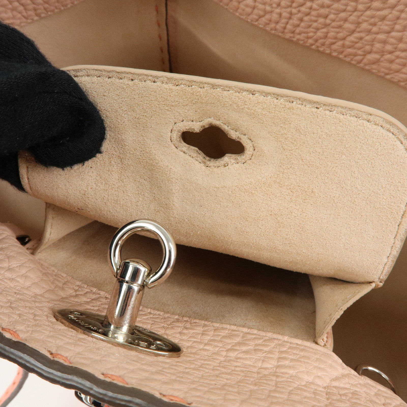 FENDI Selleria Carla Leather Tote Bag Shoulder Bag Pink 8BH257