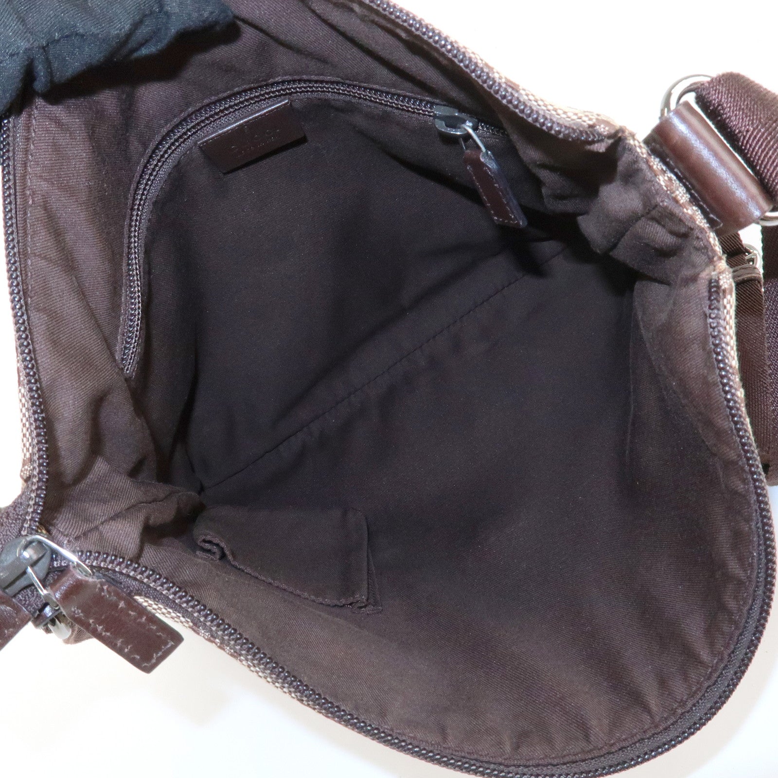 GUCCI GG Canvas Leather Shoulder Bag Crossbody Bag Brown 145857 Used