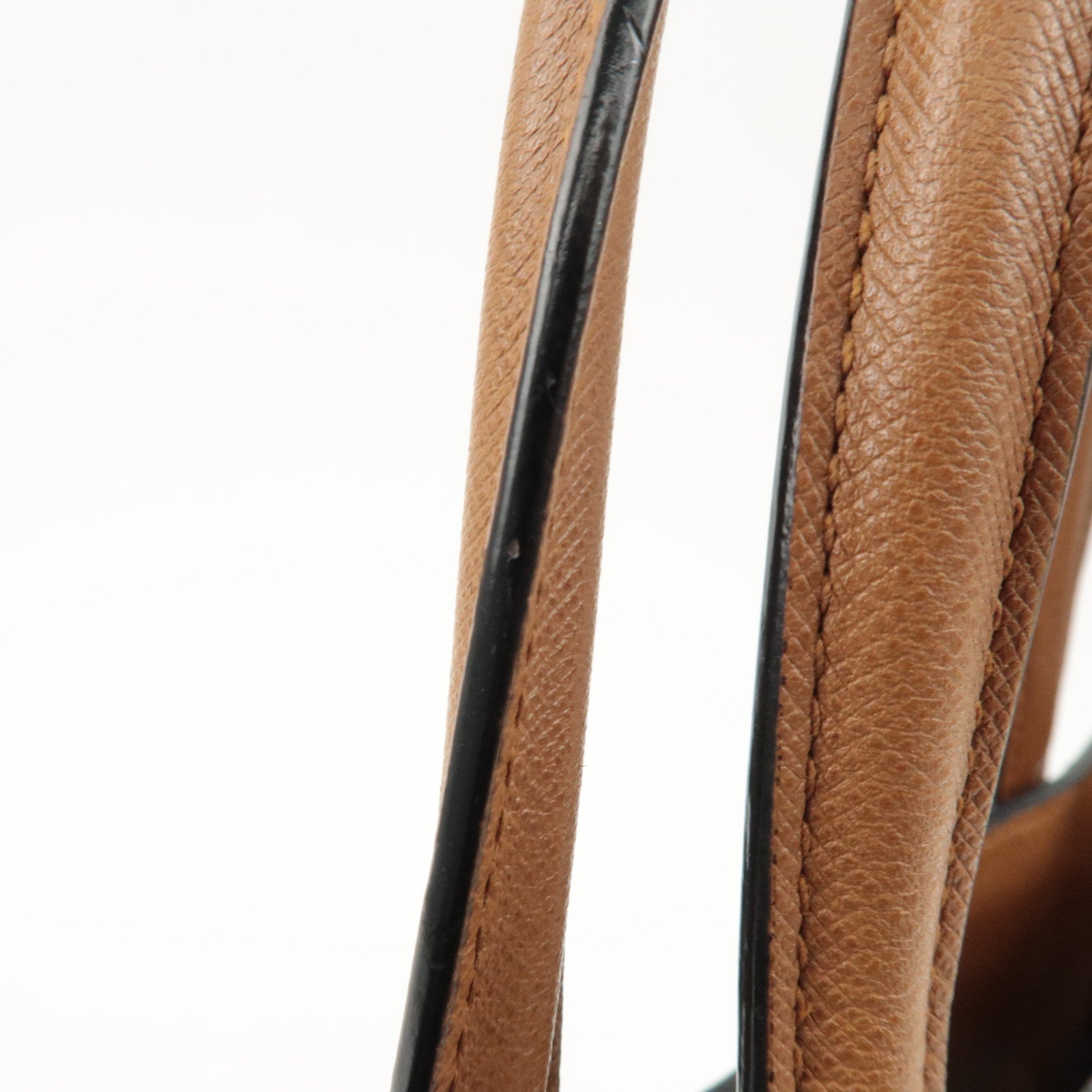 PRADA Triangle Logo Saffiano Leather 2Way Tote Bag Brown BN2666