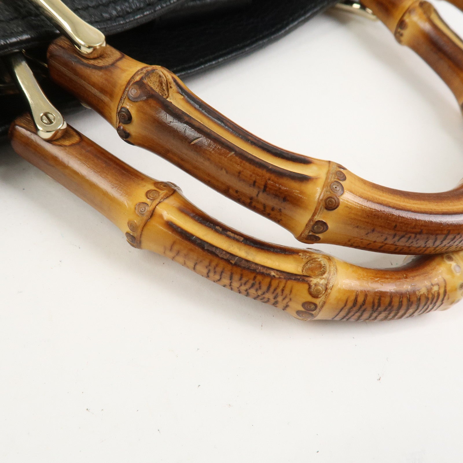 GUCCI Bamboo Shopper Medium 2Way Bag Shoulder Bag Black 323660