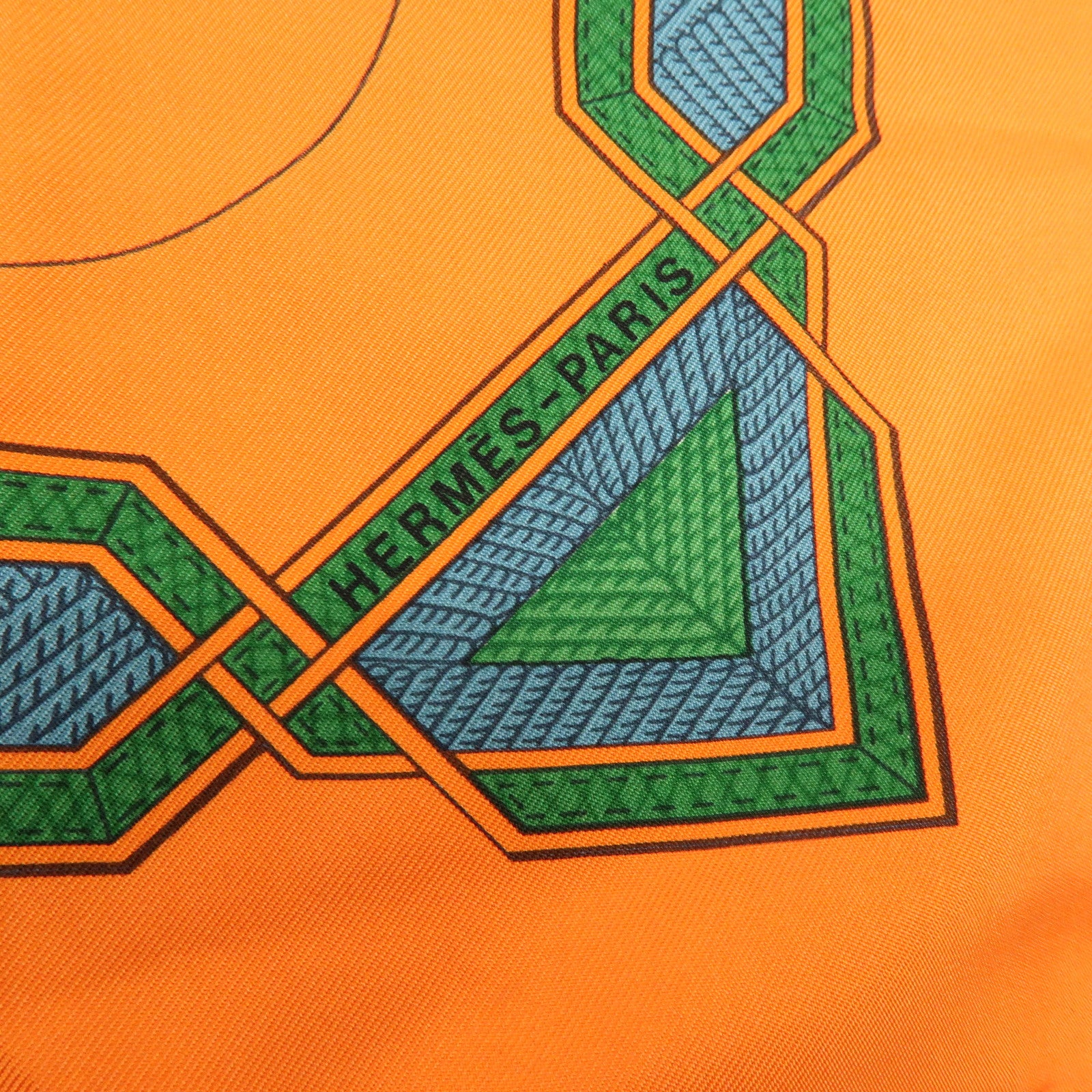 HERMES Carre 90 Silk 100% CUIRS DU DESERT Scarf Orange
