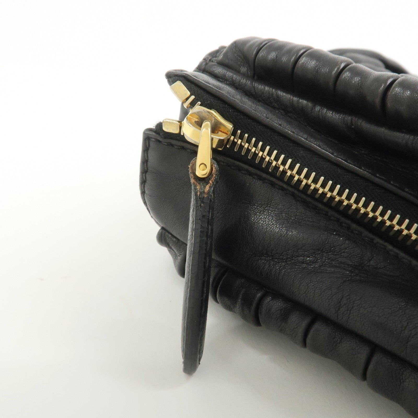 MIU MIU Leather 2Way Bag Hand Bag Shoulder Bag Black