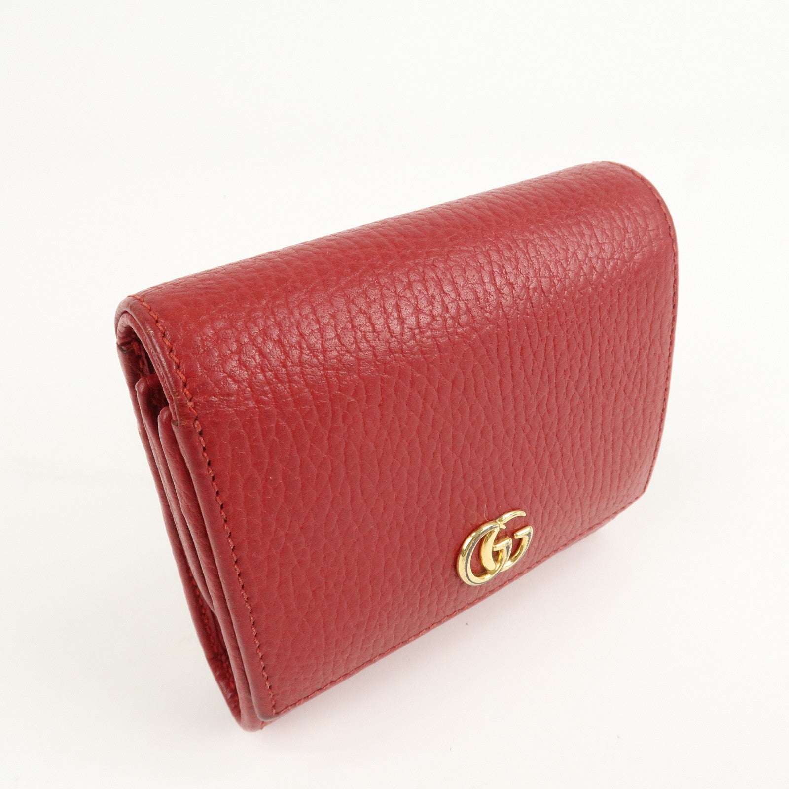 GUCCI GG Marmont Leather Mudium Compact Wallet Red 598587