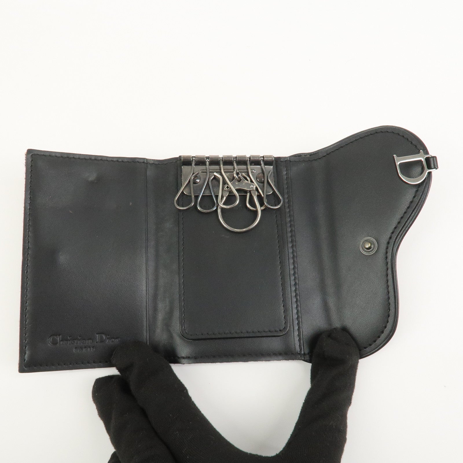 Christian Dior Trotter Jacguard Canvas Saddle 6 Rings Key Case