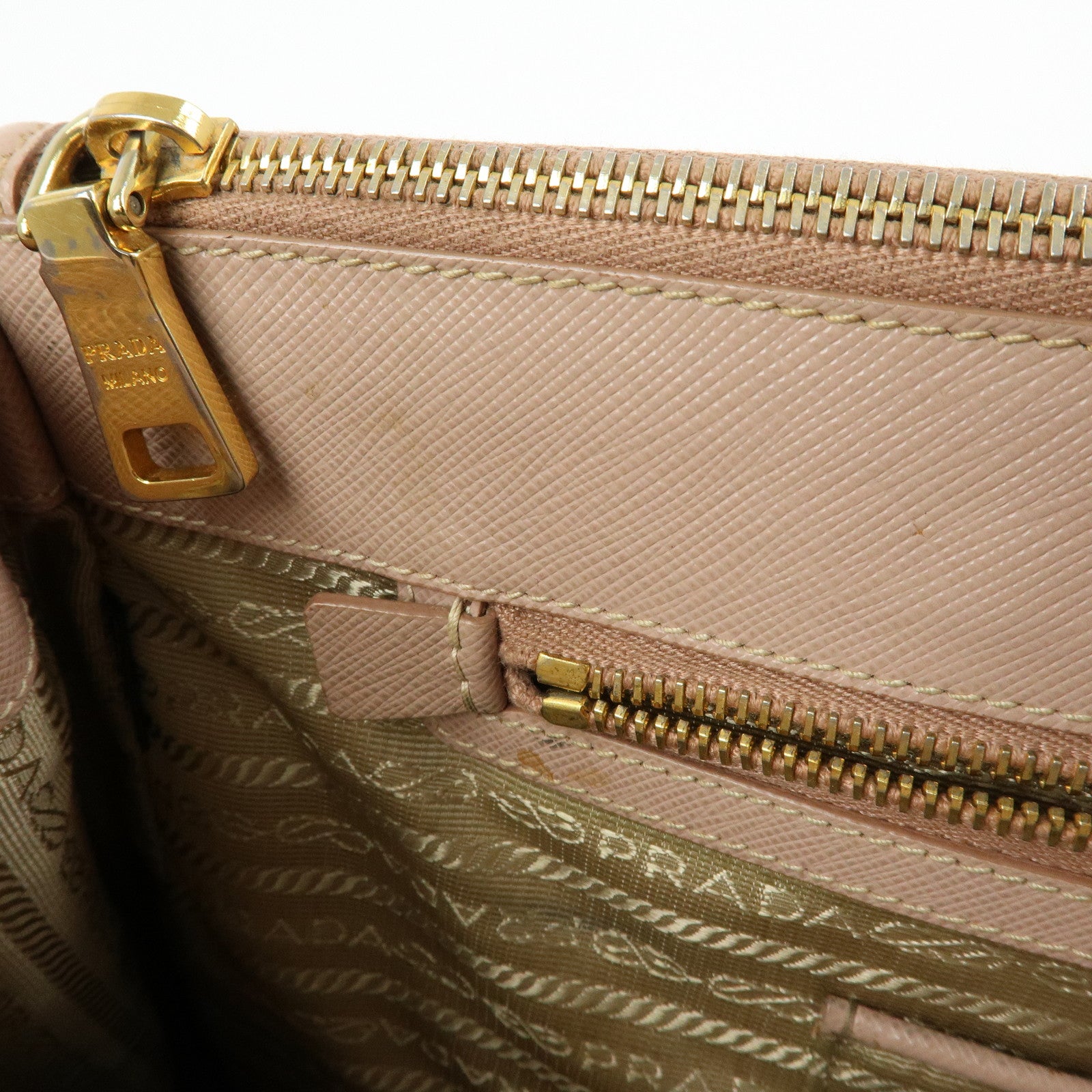 PRADA Triangle Logo Galleria Saffiano Leather Tote Hand Bag Pink