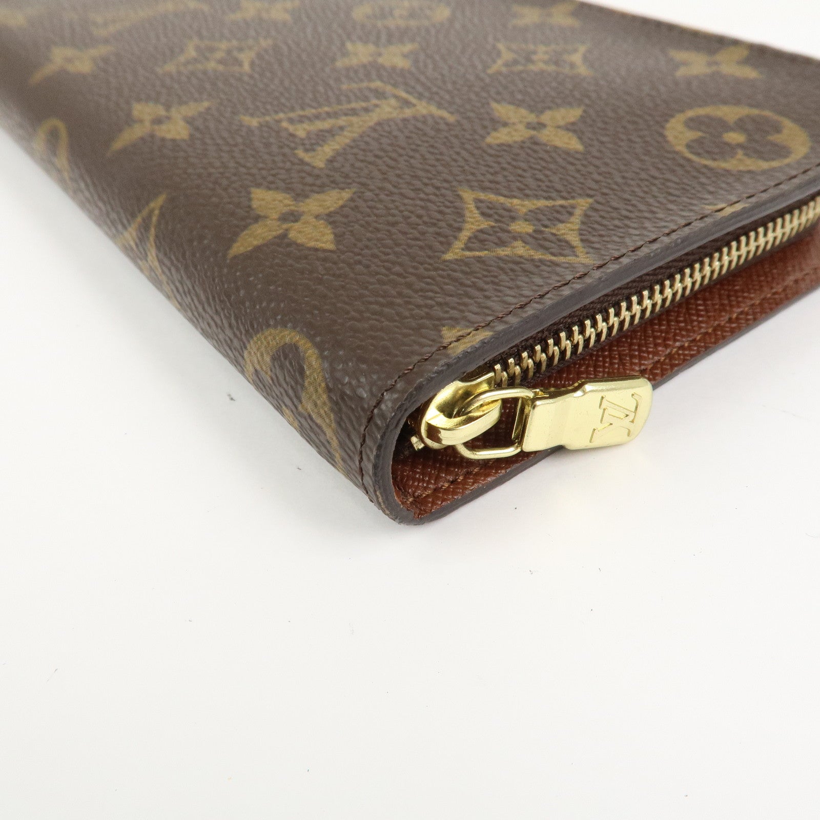 Loius Vuitton Monogram Porte Monnaie Zip Long Wallet Brown M61727