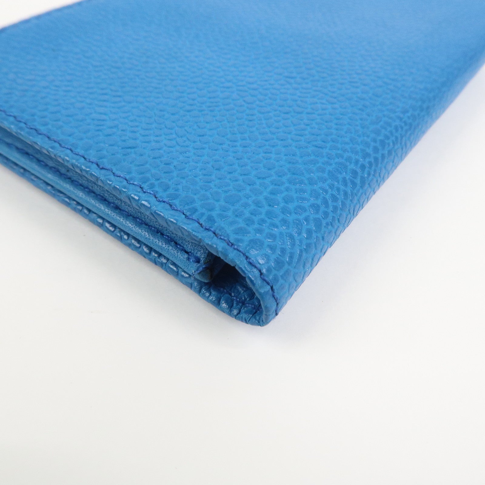CHANEL COCO Mark Caviarskin Card Case Card Holder Blue