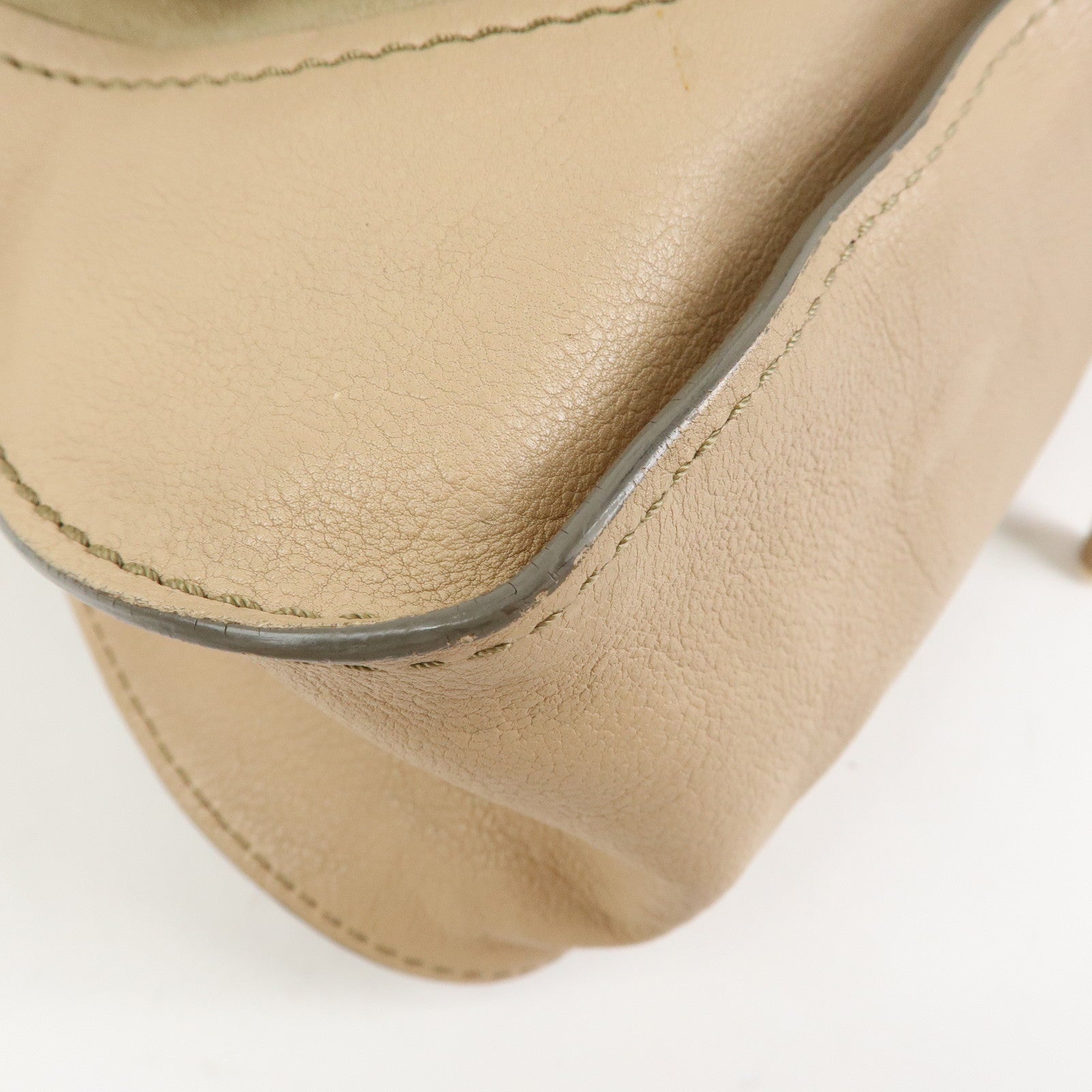 Chloe Marcie Leather 2Way Bag Shoulder Bag Hand Bag Beige