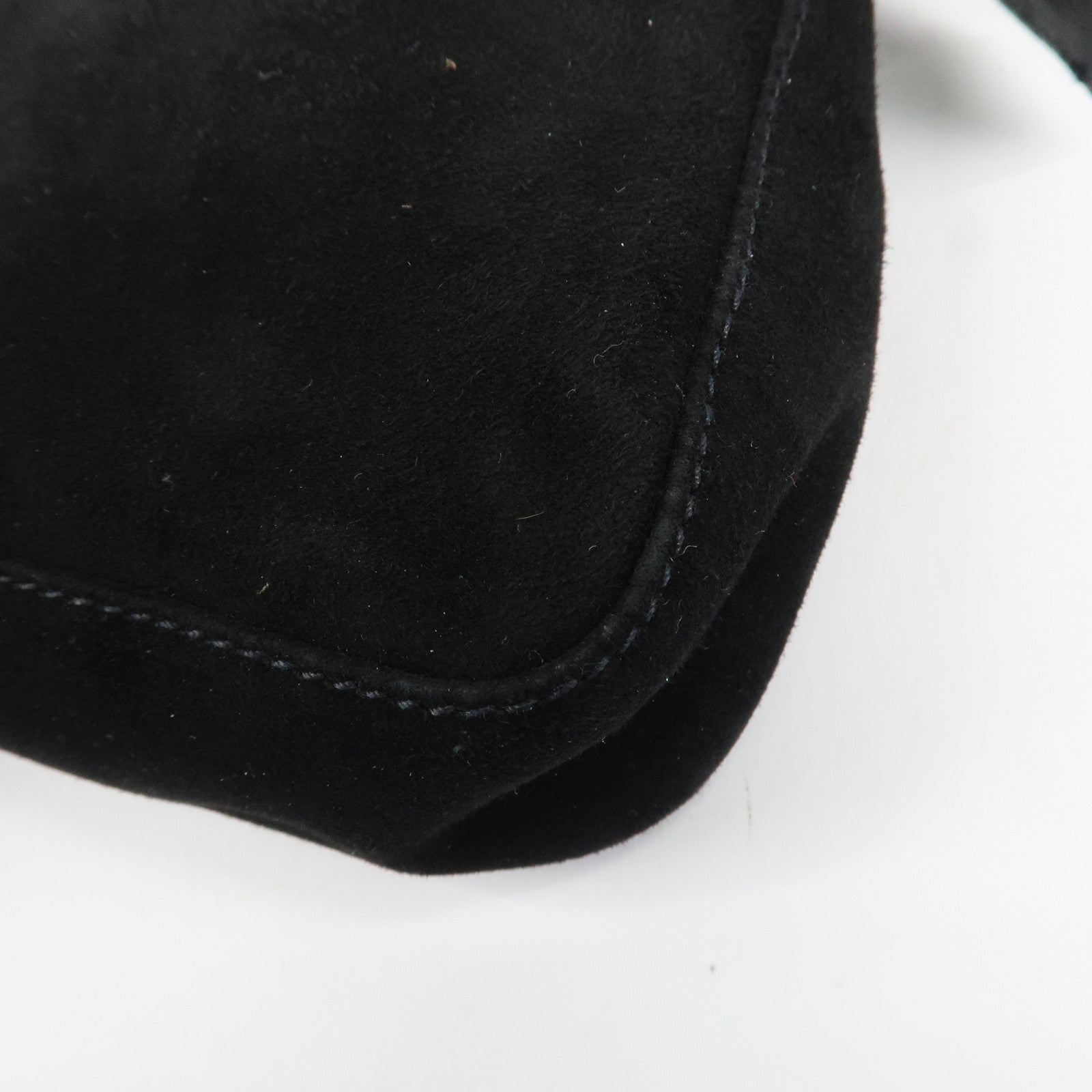 FENDI Suede Cosmetic Pouch Black Gold Hardware 26387 Used