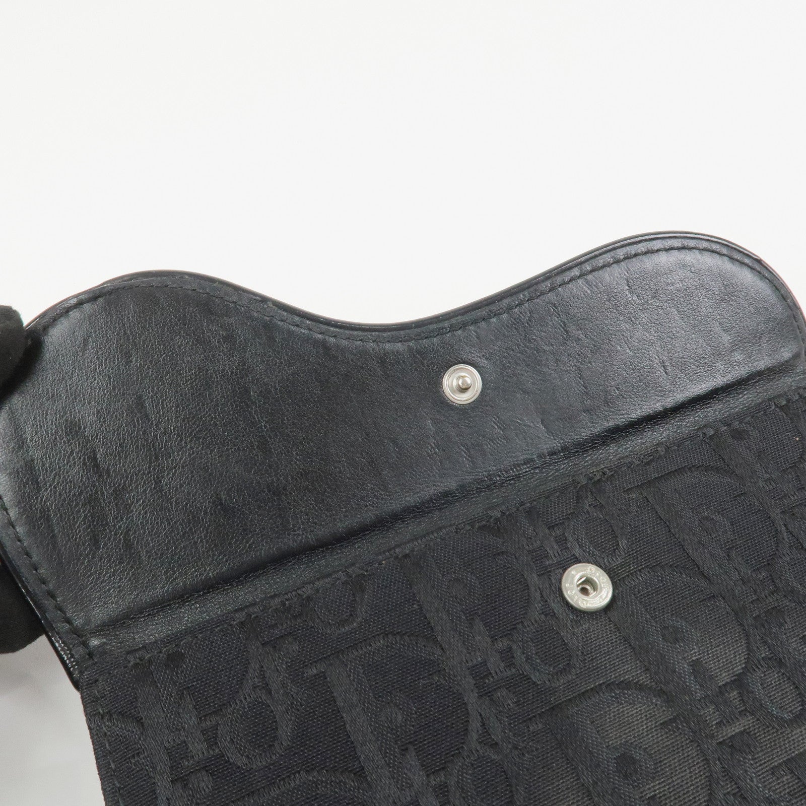 Christian Dior Trotter Canvas Patent Leather Saddle Wallet Black