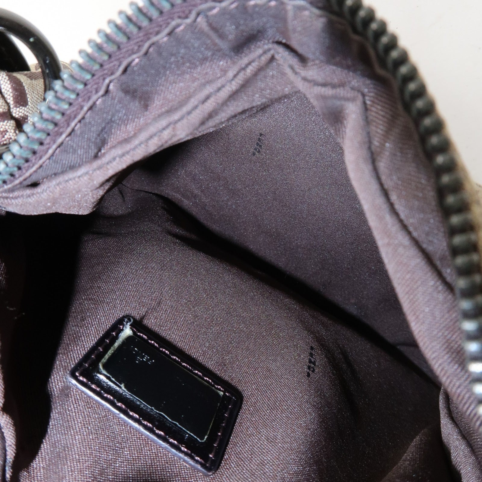 FENDI Zucchino Canvas Leather Shoulder Bag Hand Bag Brown