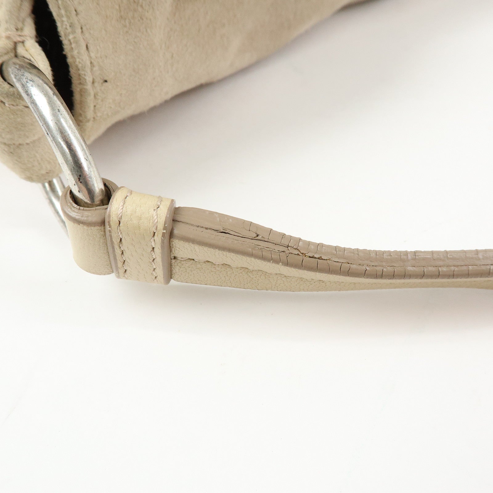 SAINT LAURENT PARIS Nadja Rive Gauche Suede Hand Bag Beige 112930
