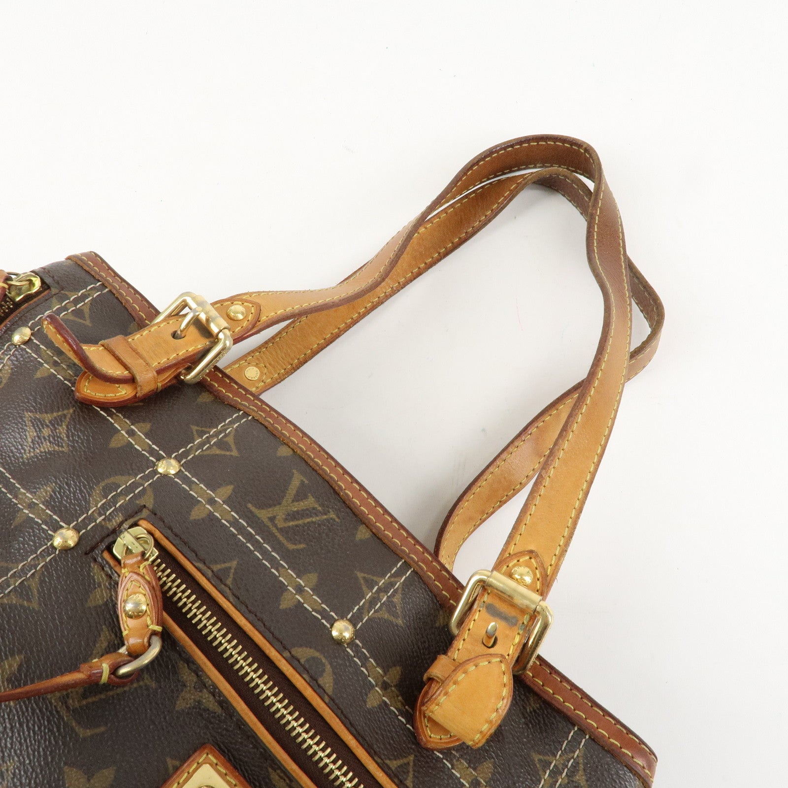 Louis Vuitton Monogram Canvas Rivet Hand Bag Shoulder Bag M40140 Used