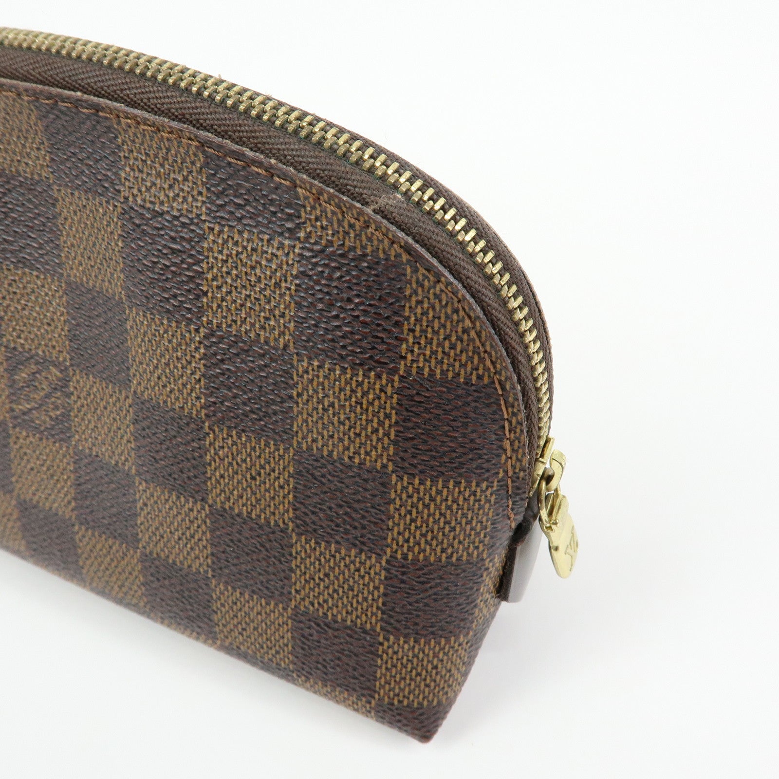 Louis Vuitton Damier Ebene Pochette Cosmetic PM Pouch Brown N47516