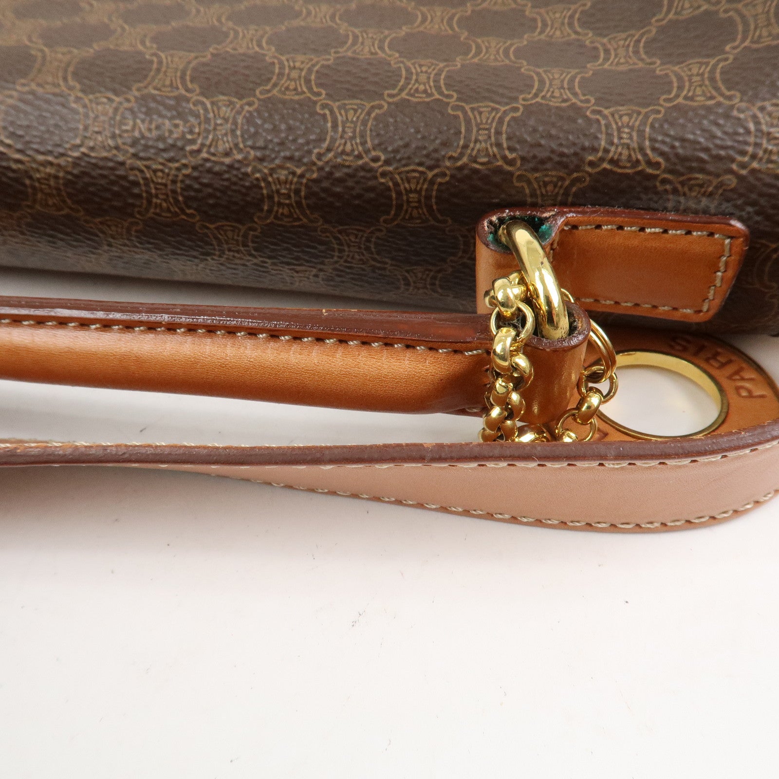 CELINE Macadam PVC Canvas Leather 2WAY Bag Shoulder Bag Brown