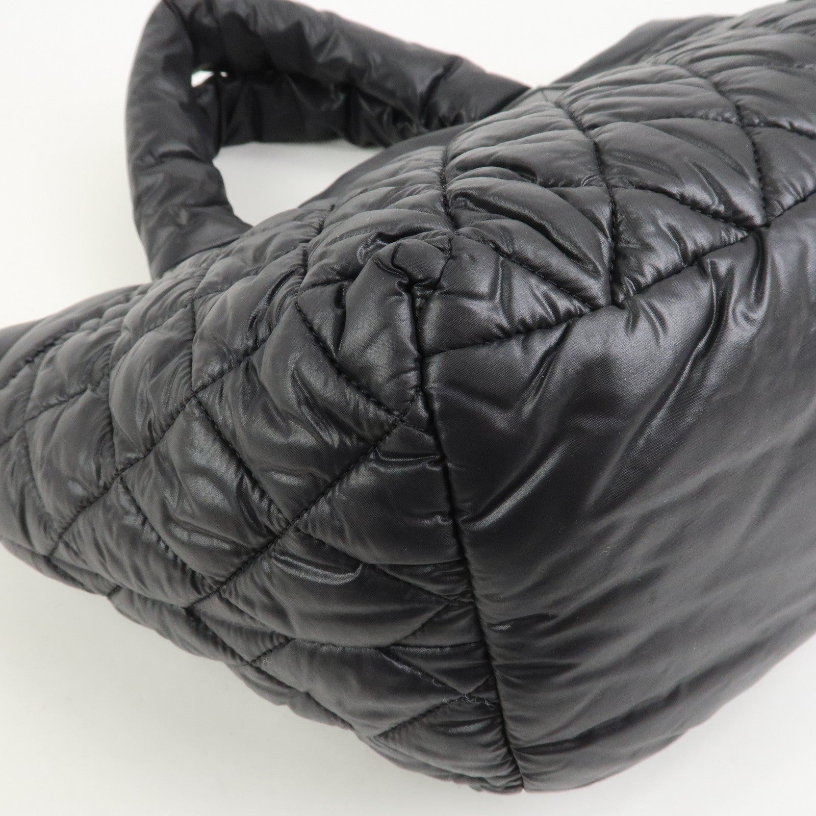 CHANEL COCO Cocoon PM Nylon Calf Leather Tote Bag Black A48610