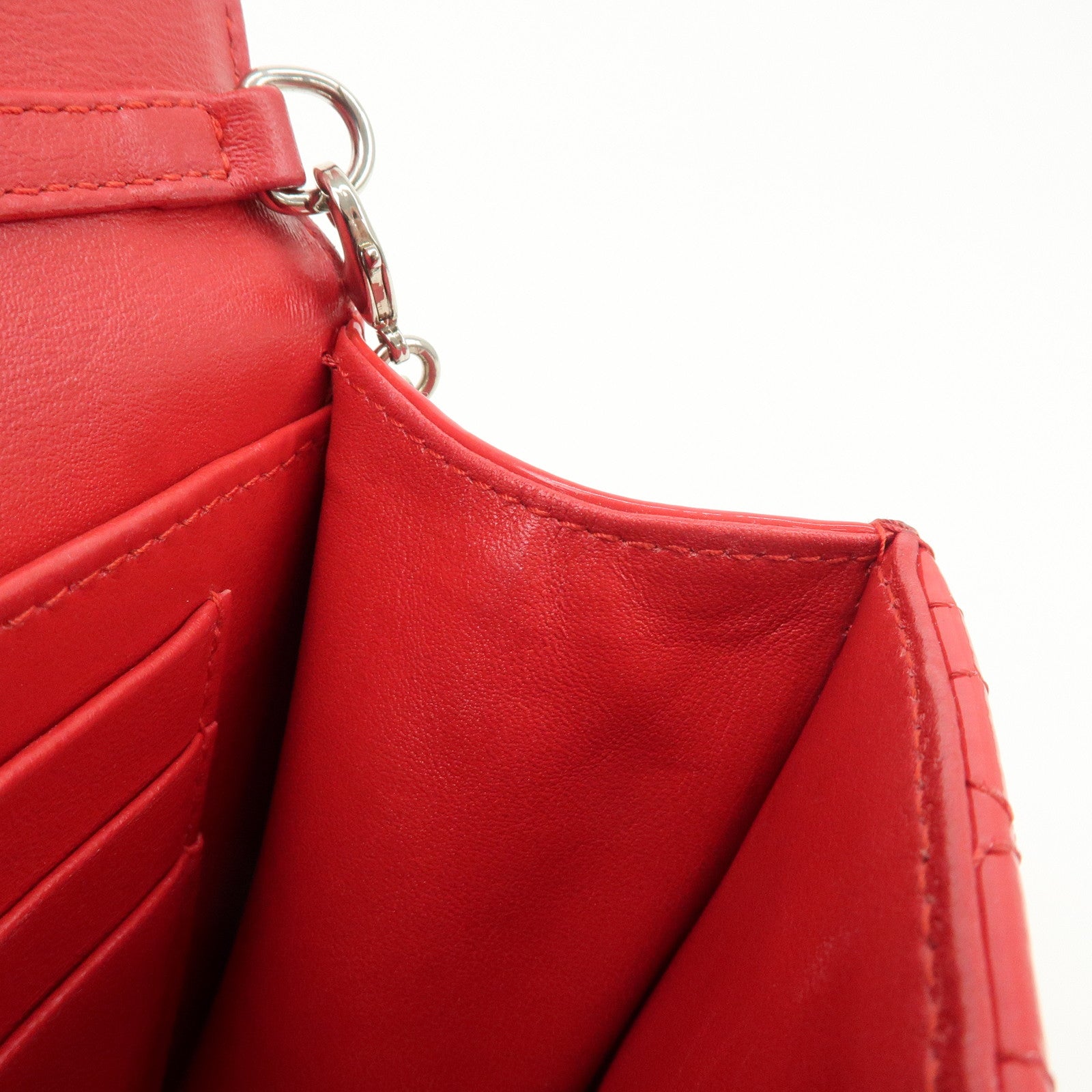 Christian Dior Cannage Patent Leather Chain Shoulder Bag COW Red Used