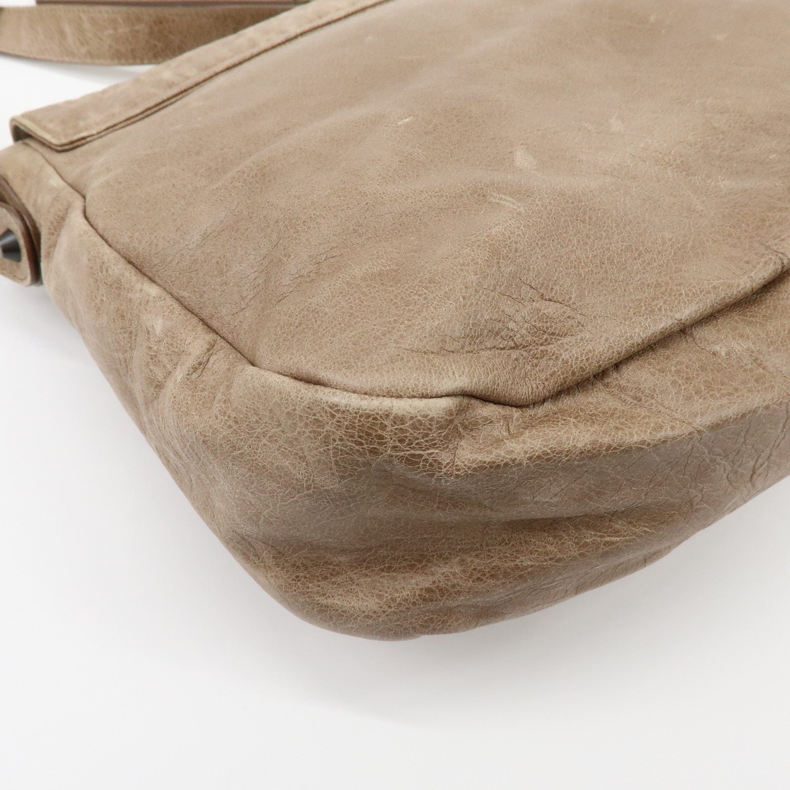 BALENCIAGA The Folk Leather Shoulder Bag Messenger Bag Brown 246432