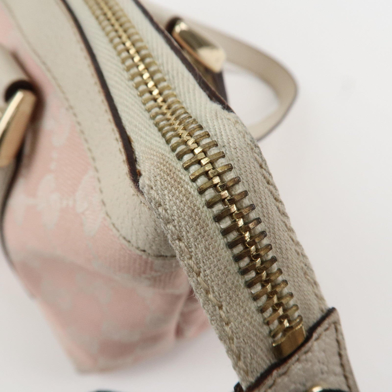 GUCCI Abbey GG Canvas Leather Mini Tote Bag Hand Bag Pink Used