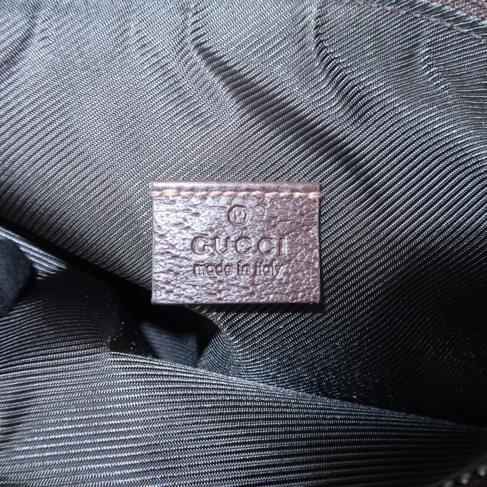 GUCCI GG Canvas Leather Accessory Pouch Hand Bag Brown 145750