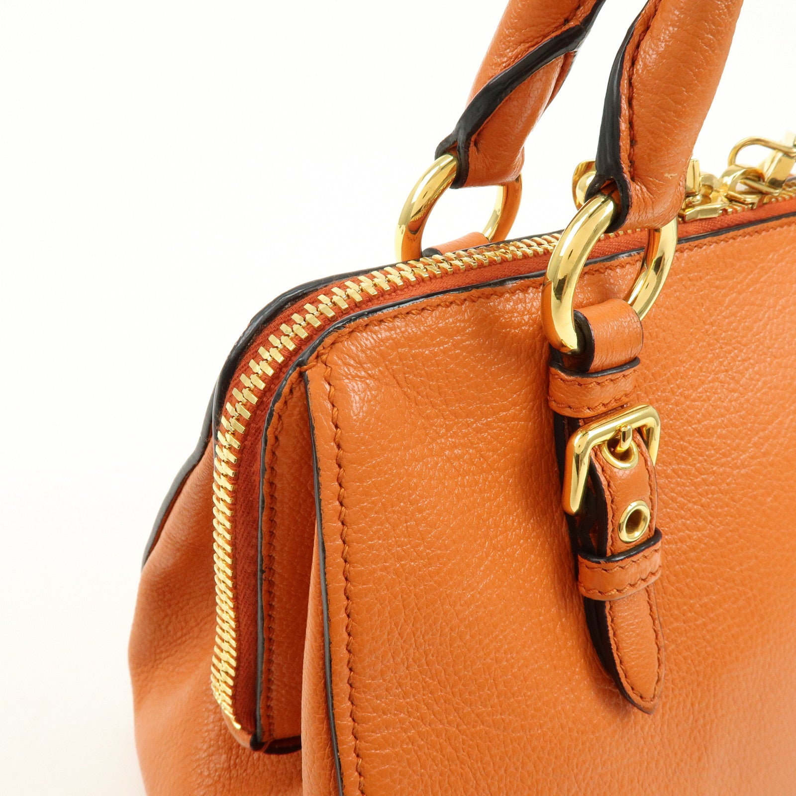 MIU MIU Madras Leather 2Way Bag Hand Bag Shoulder Bag Orange