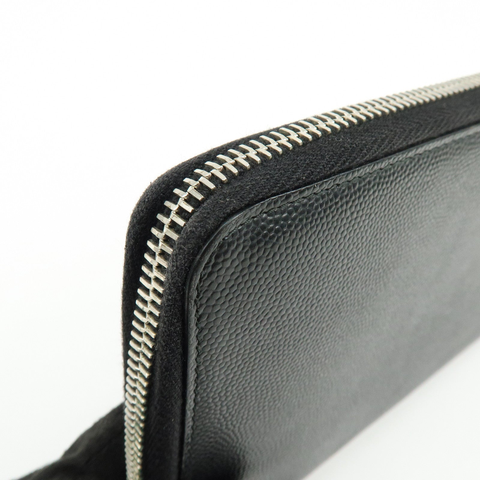 SAINT LAURENT PARIS Leather Round Zippy Long Wallet Black