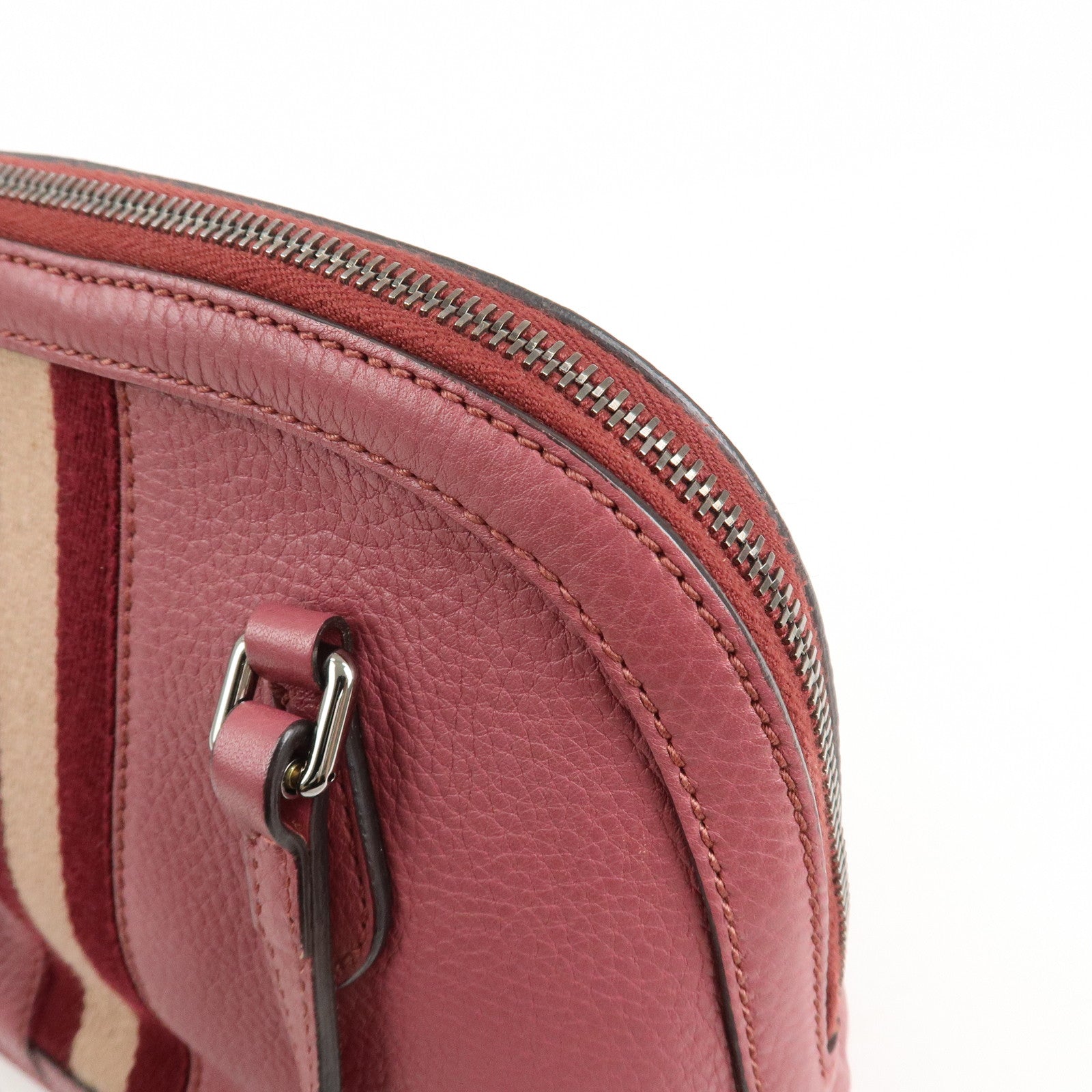 GUCCI Sherry Leather 2Way Bag Hand Bag Pink Beige 341504 Used