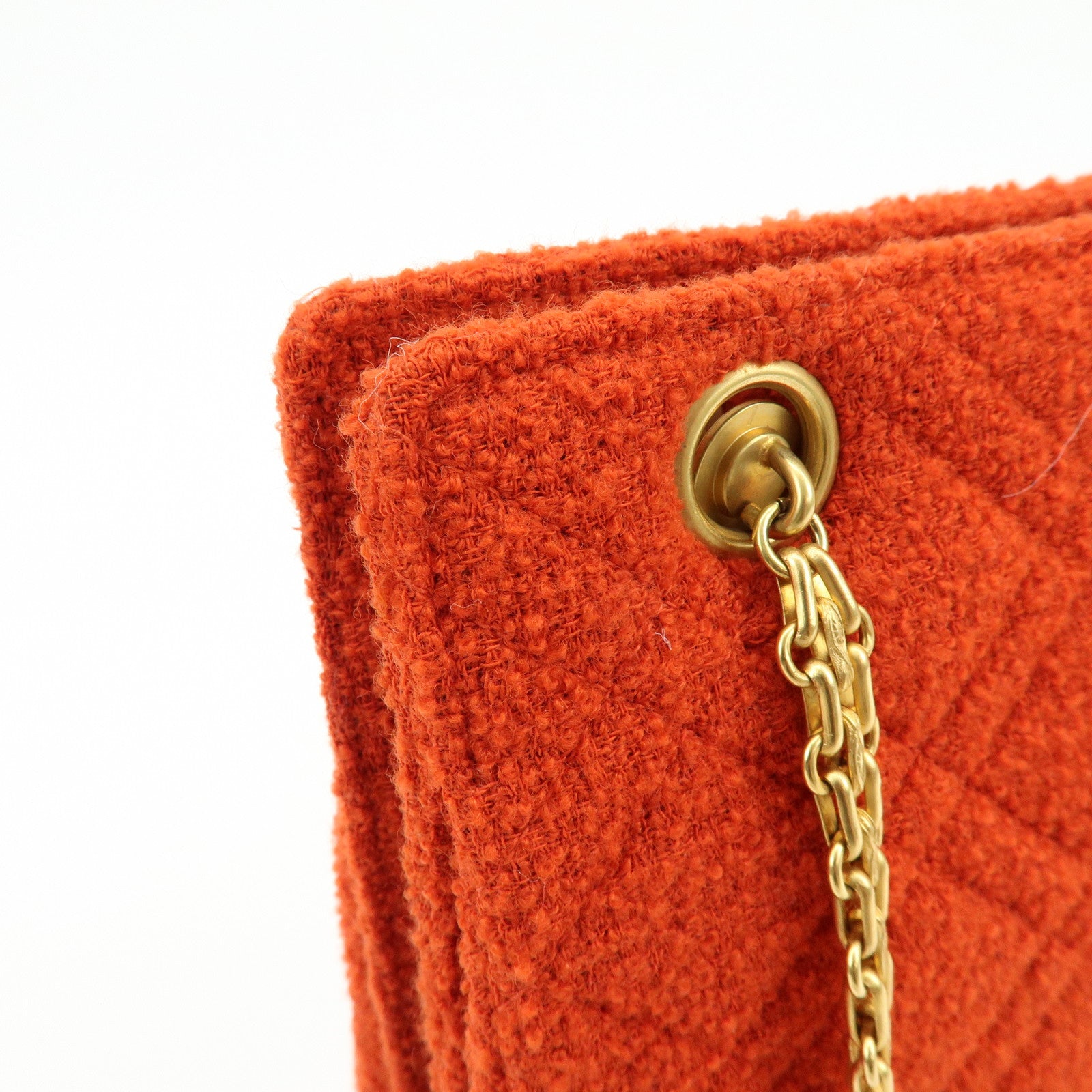 CHANEL COCO Mark Tweed Chain Shoulder Bag Hand Bag Red