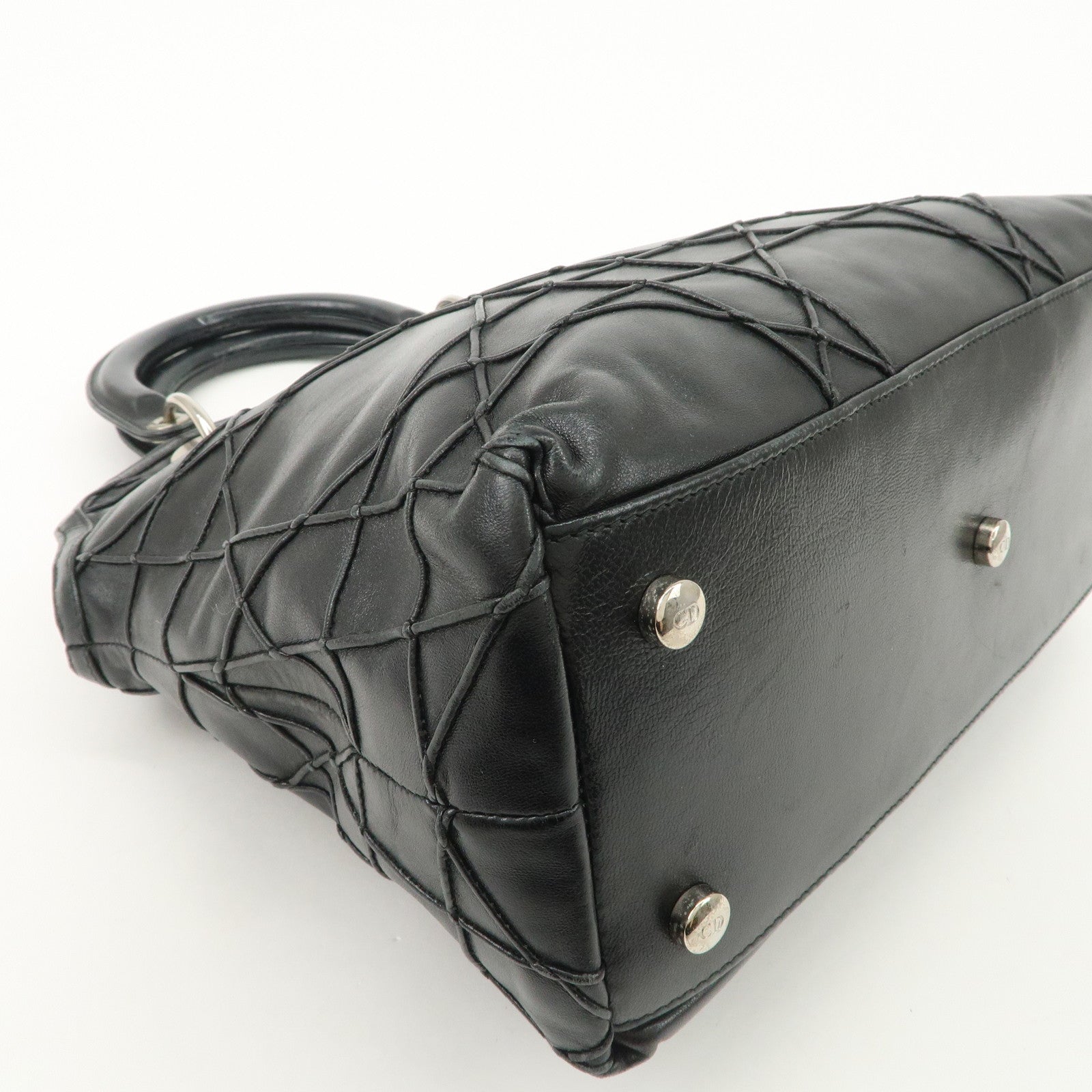 Christian Dior Cannage Granville Leather 2Way Bag Hand Bag Black