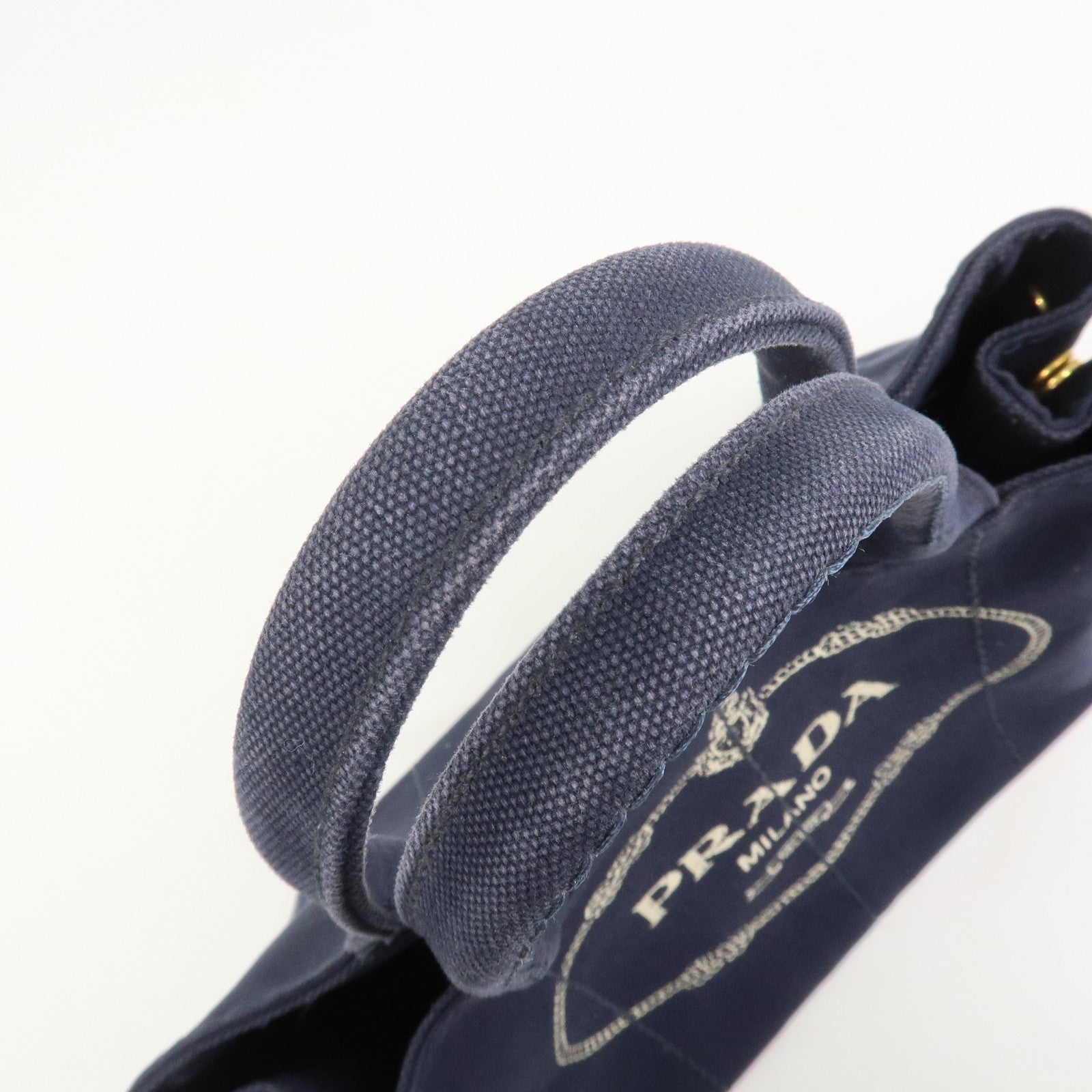 PRADA Logo Canapa Mini Canvas 2Way Bag Hand Bag Navy 1BG439
