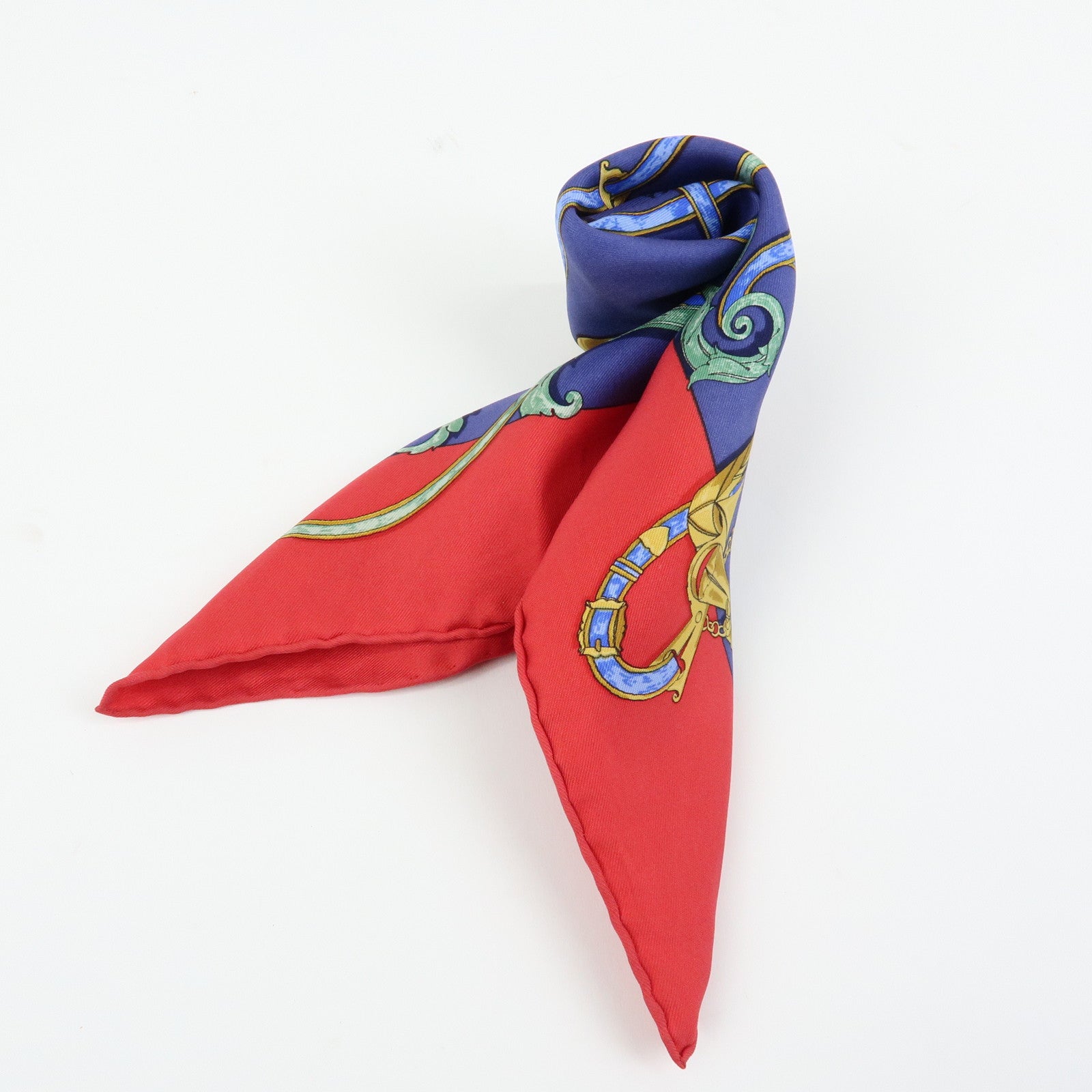 HERMES Carre 45 Silk 100% Scarf L’INSTRVCTION DV ROY Red Navy