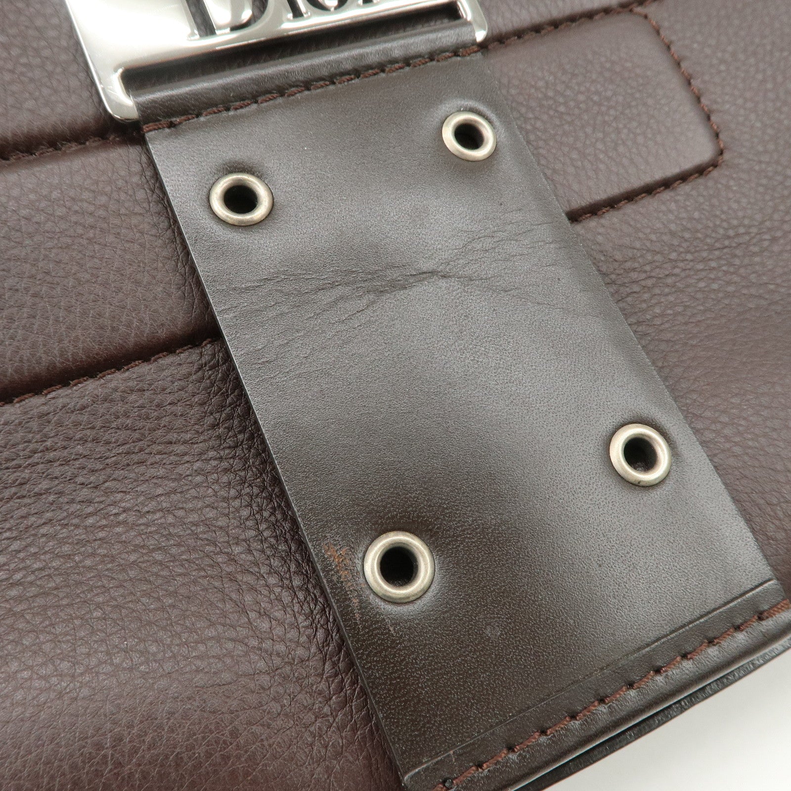Christian Dior Street Chic Logo Leather Shoulder Bag Hand Bag Brown Used
